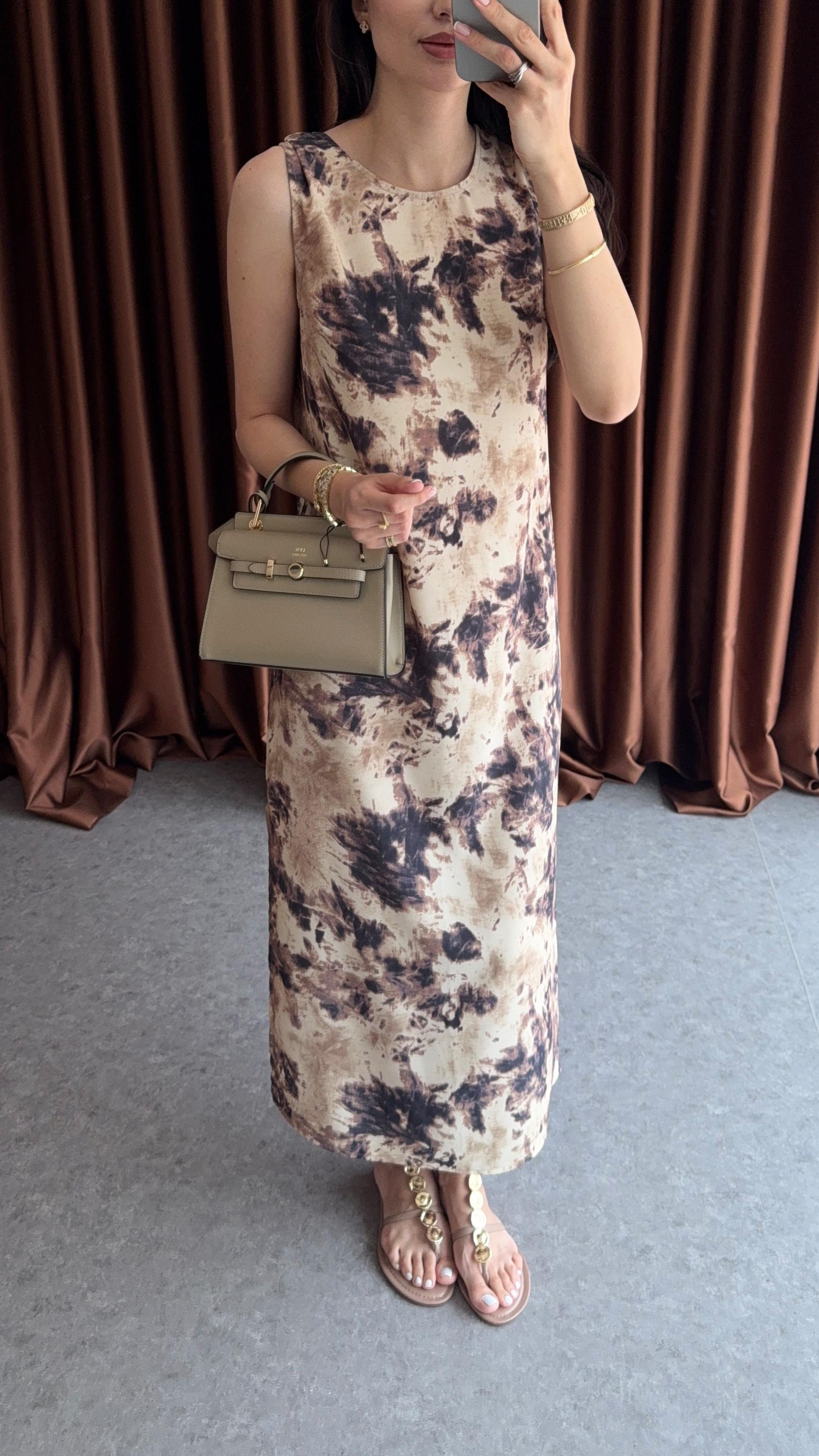 Kahverengi Batik Elbise
