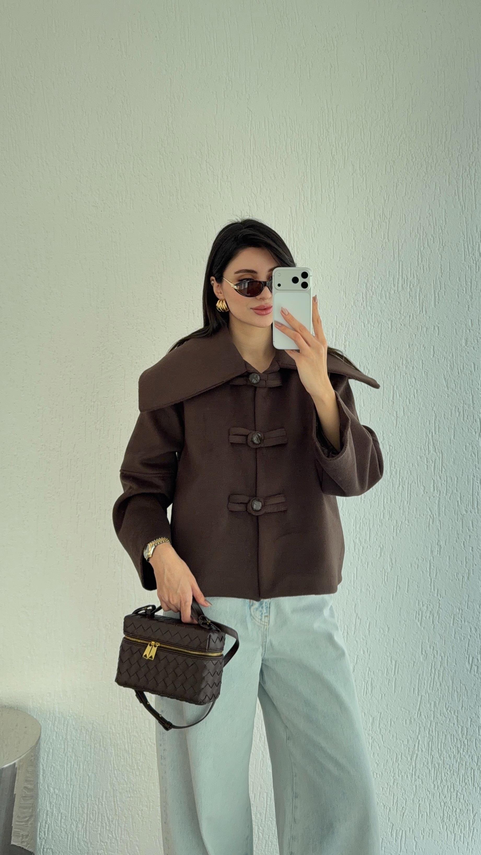 Kahverengi Kısa Kaşe Ceket