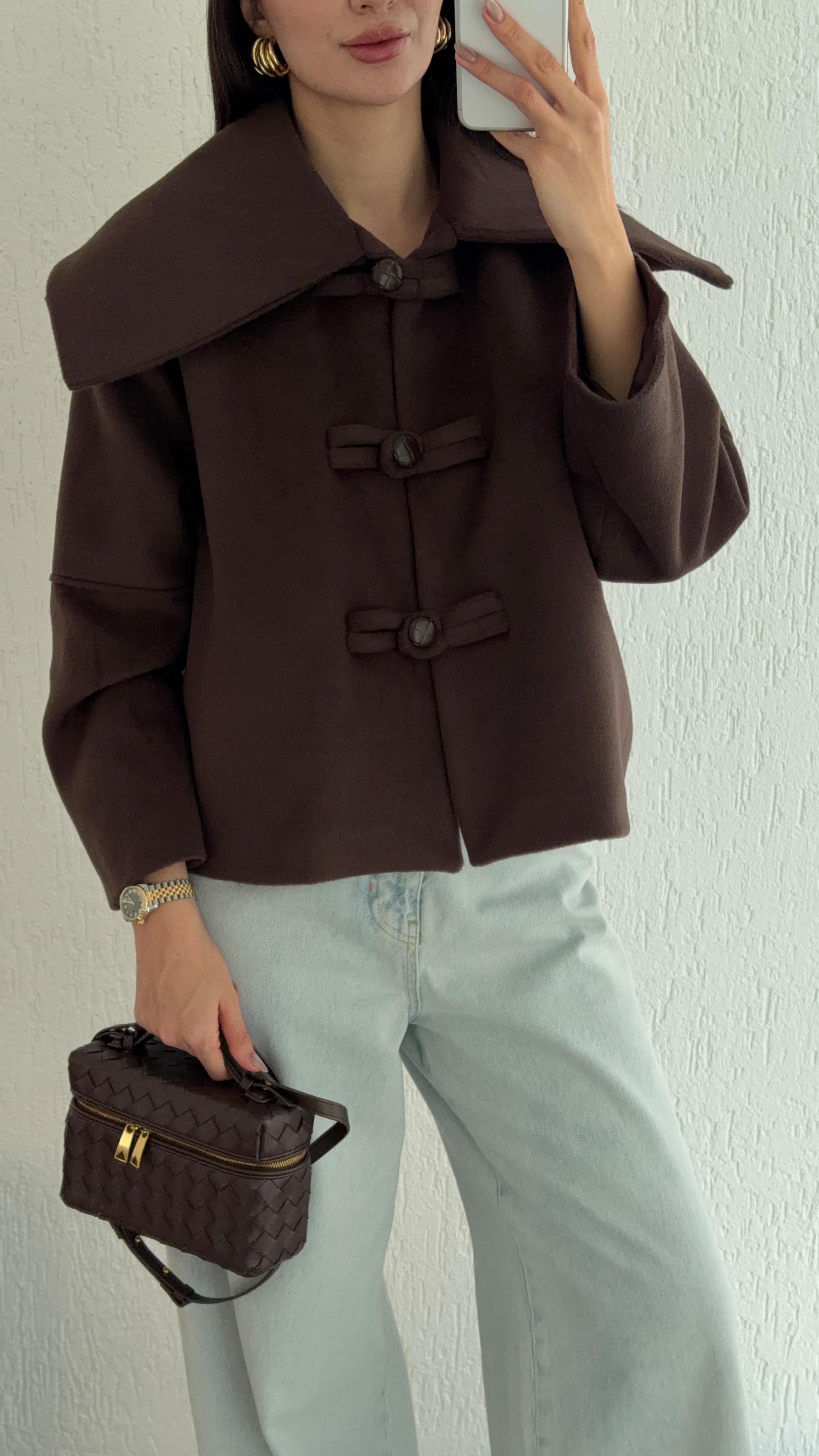 Kahverengi Kısa Kaşe Ceket