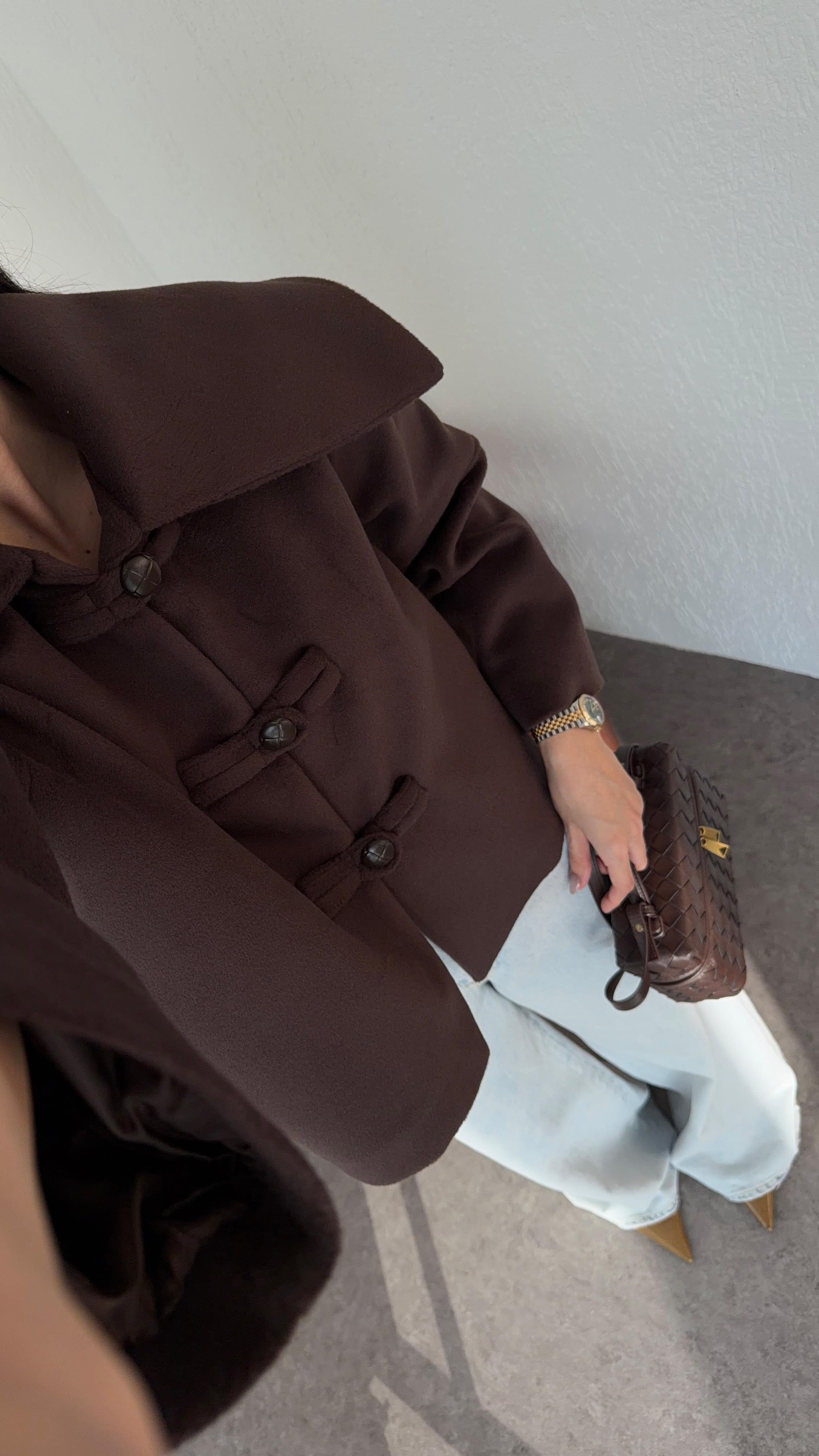 Kahverengi Kısa Kaşe Ceket