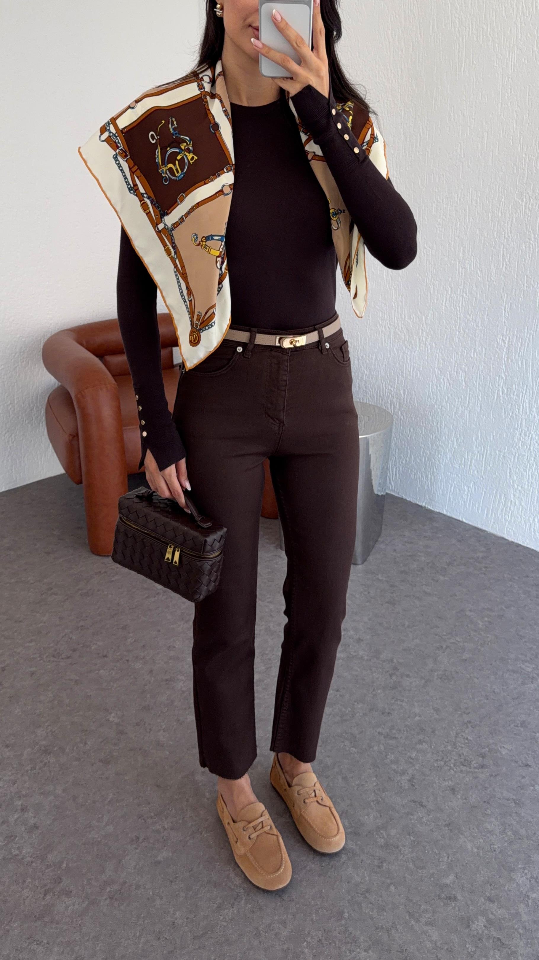 Kahverengi Momfit Jean