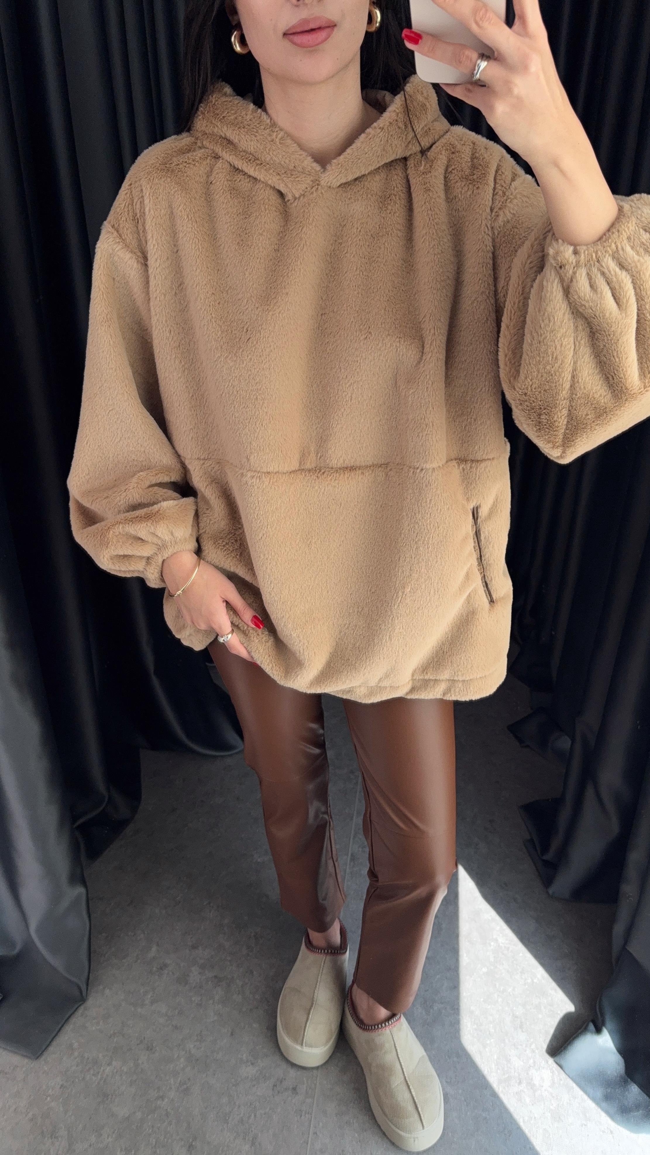 Kahverengi Peluş Sweatshirt