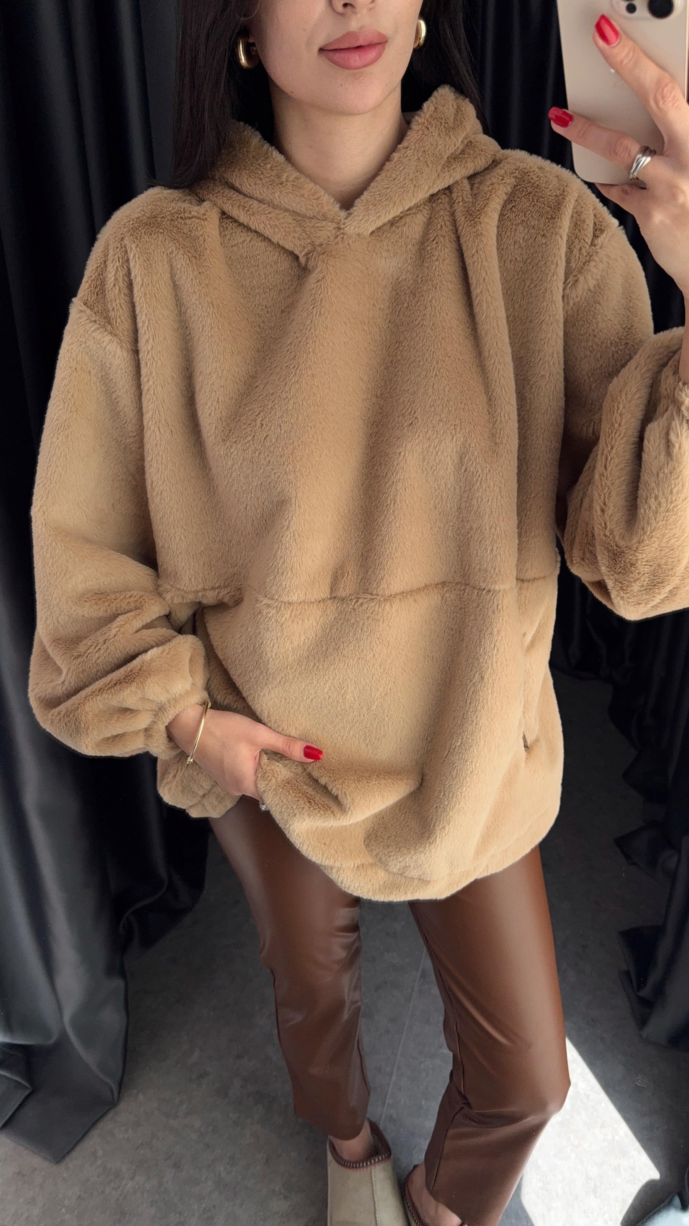 Kahverengi Peluş Sweatshirt