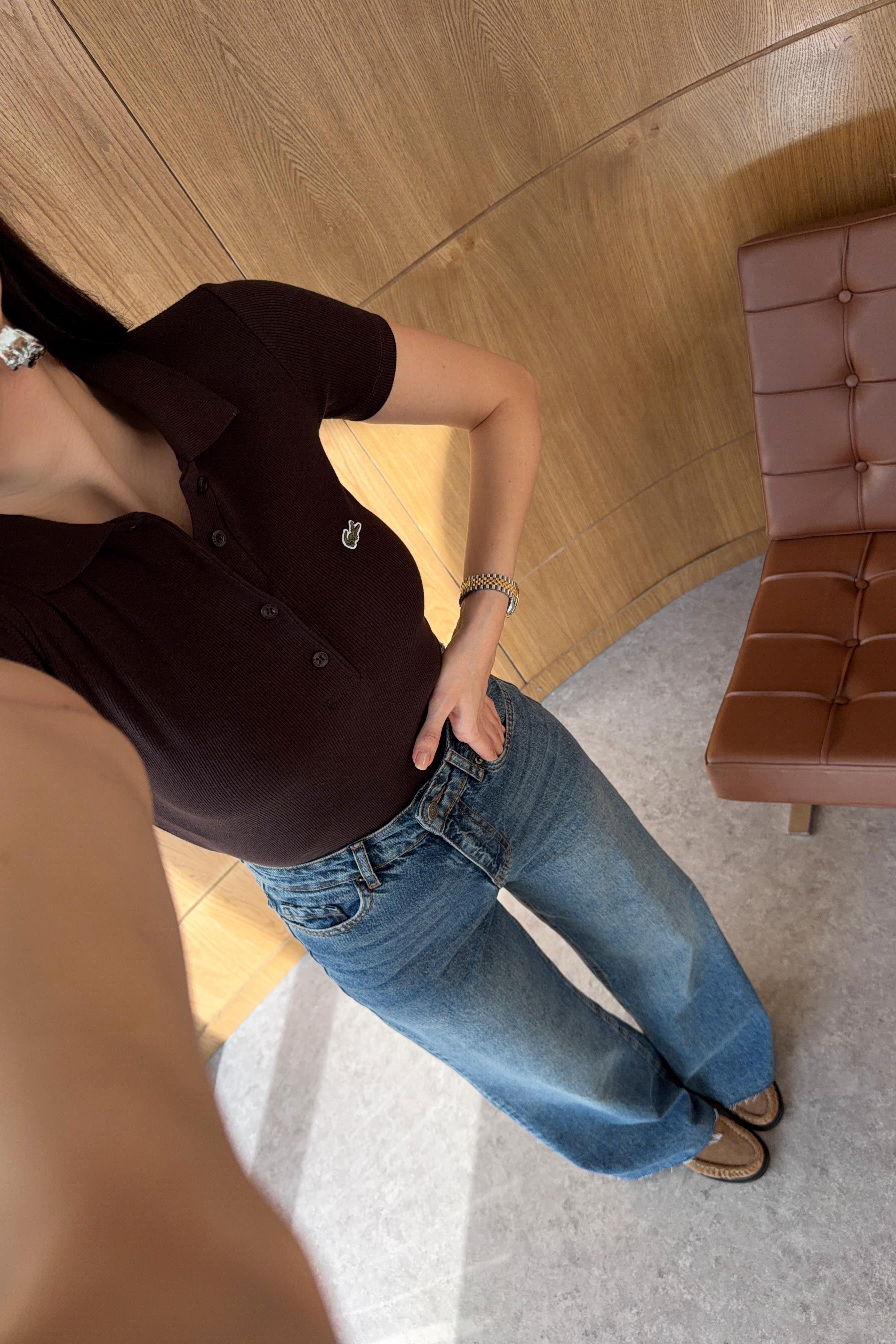 Kahverengi Polo Yaka Kaşkorse Tshirt