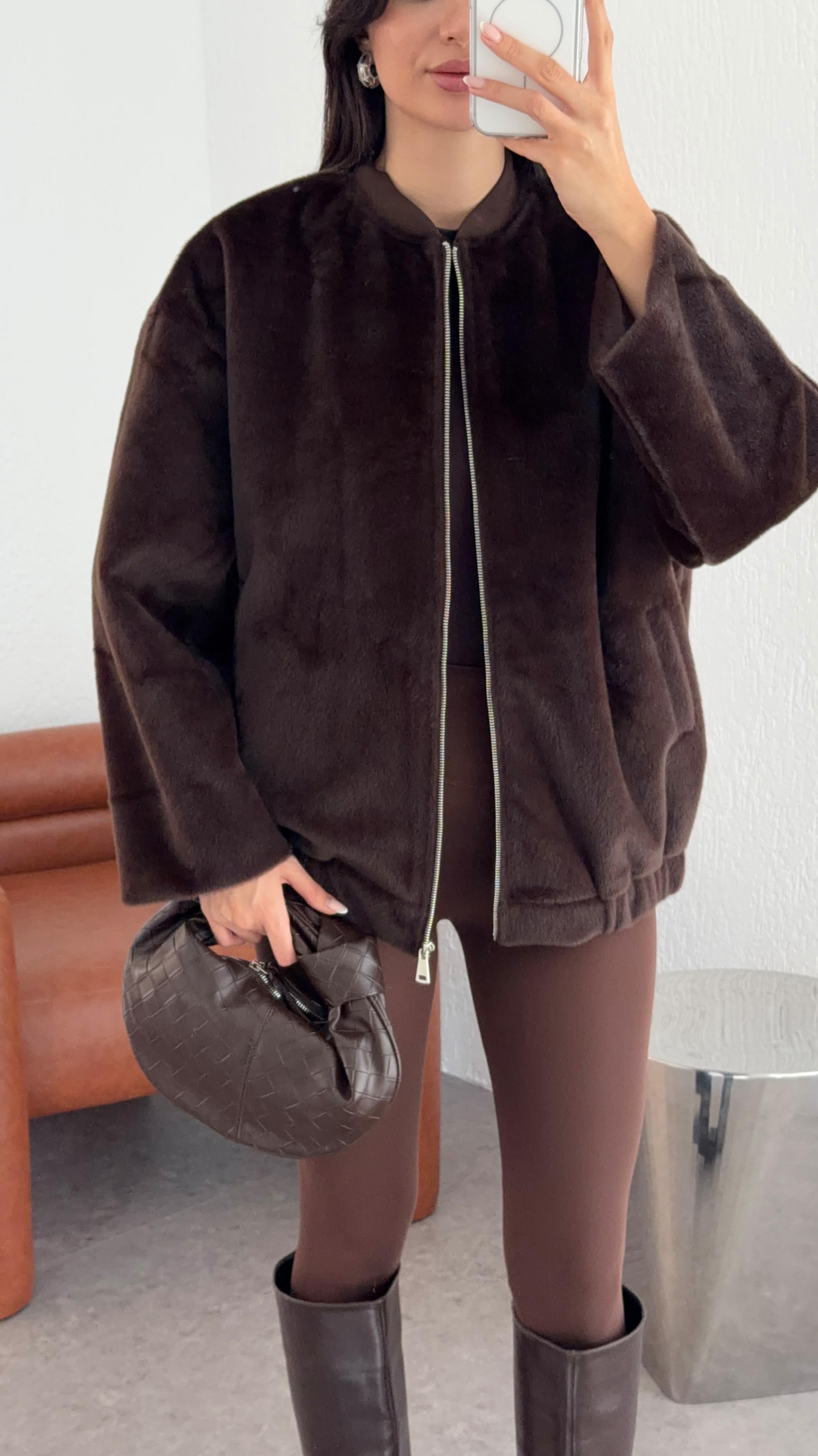 Kahverengi Premium Bomber Ceket
