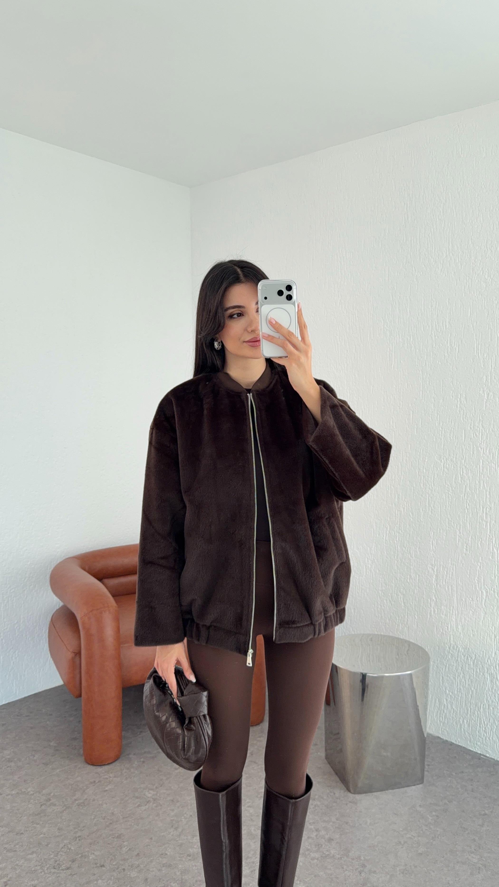 Kahverengi Premium Bomber Ceket