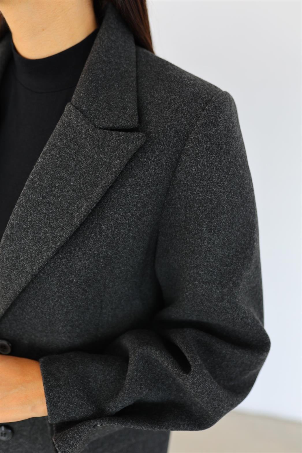 Kaşe Astarlı Antrasit Blazer
