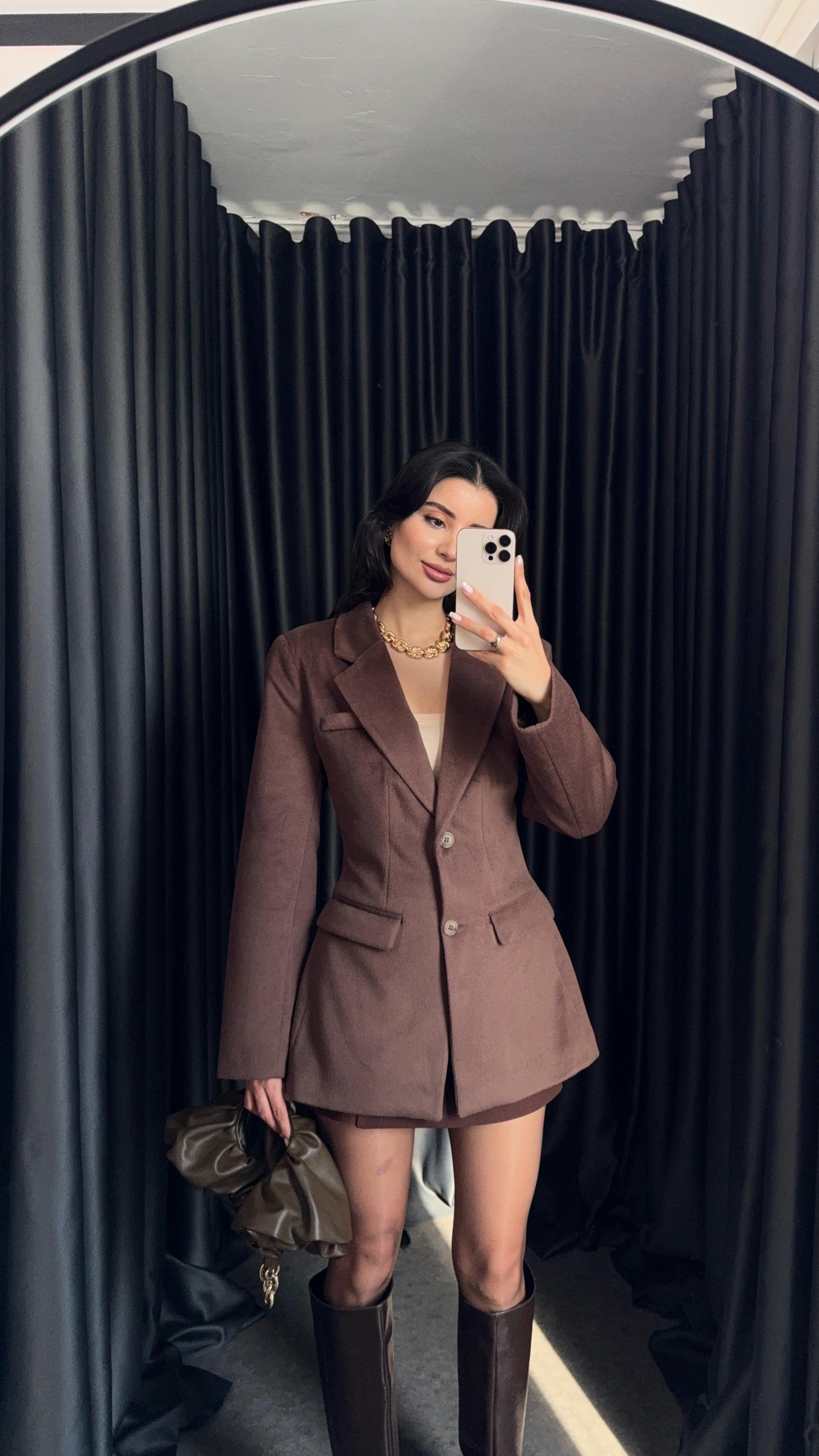 Kaşe Kahve Blazer Ceket