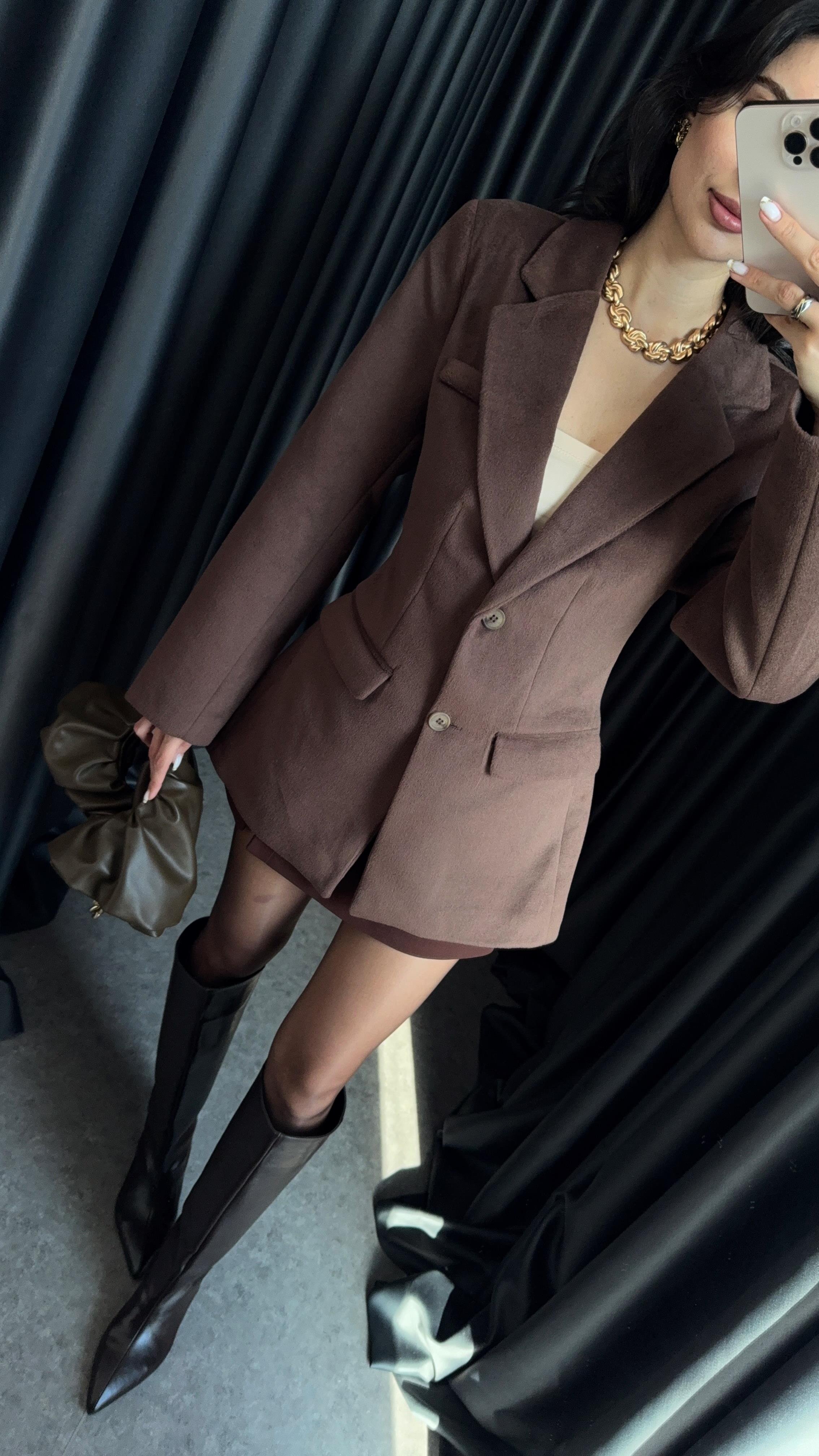 Kaşe Kahve Blazer Ceket
