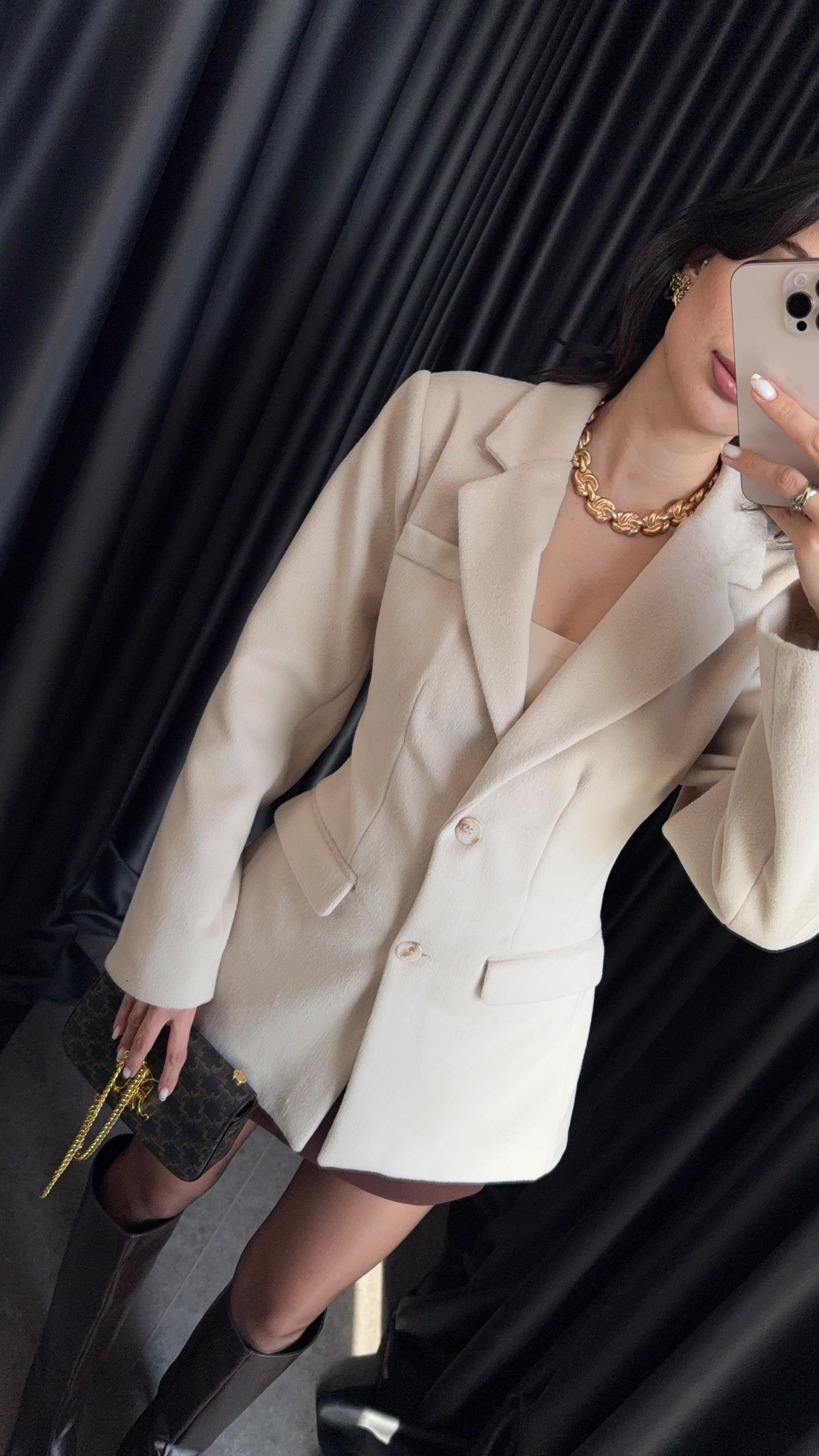 Kaşe Krem Blazer Ceket