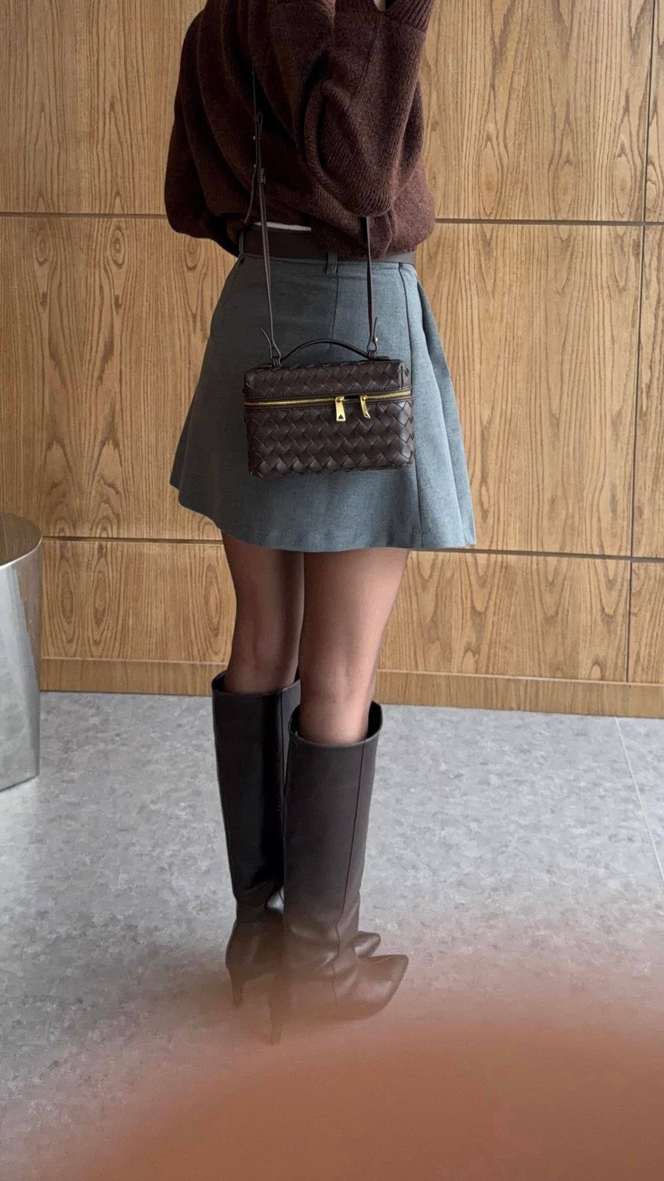 Kemerli Gri Şort Etek