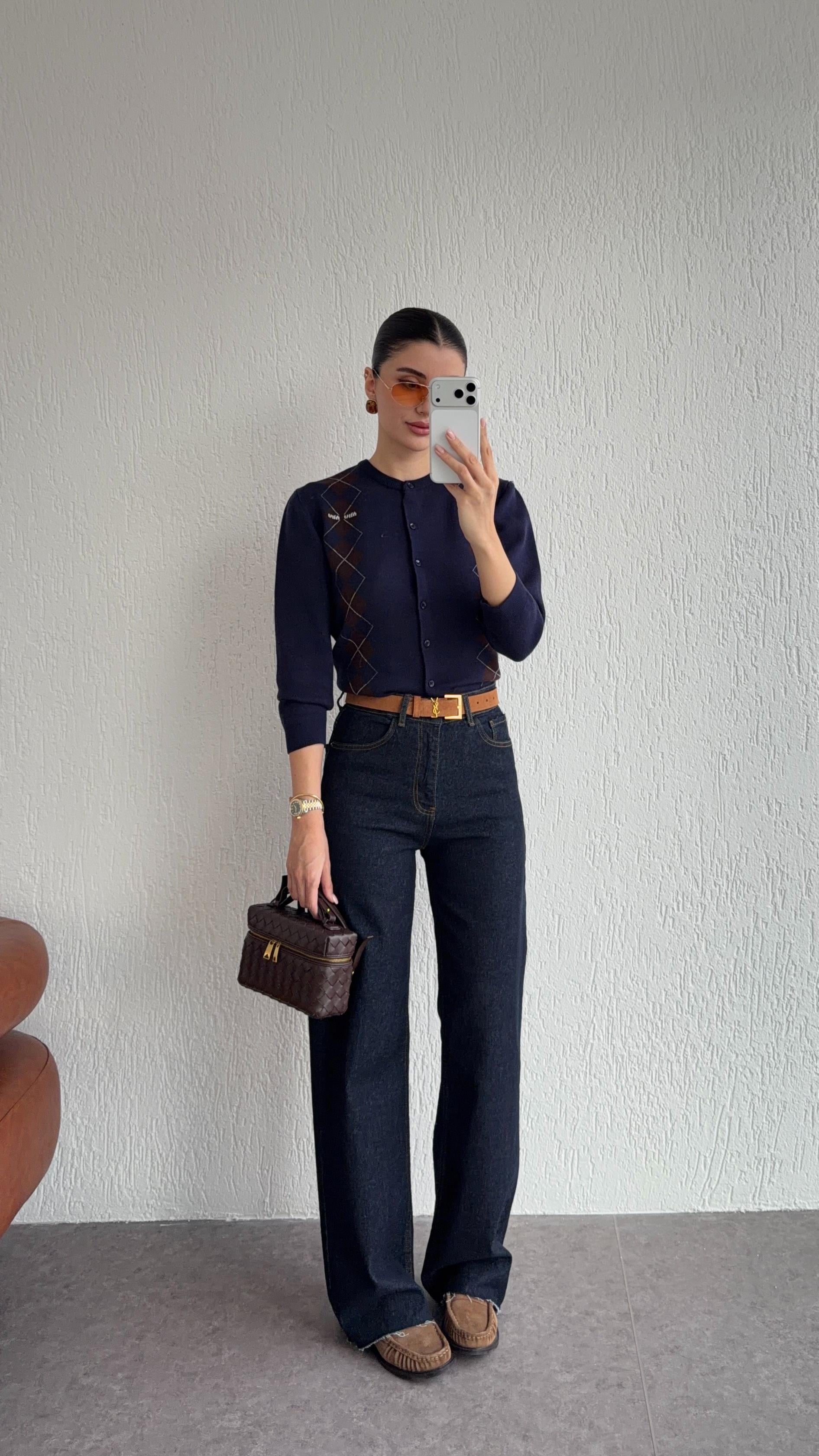 Kesik Paça Rins Yıkama Wide Leg Jean