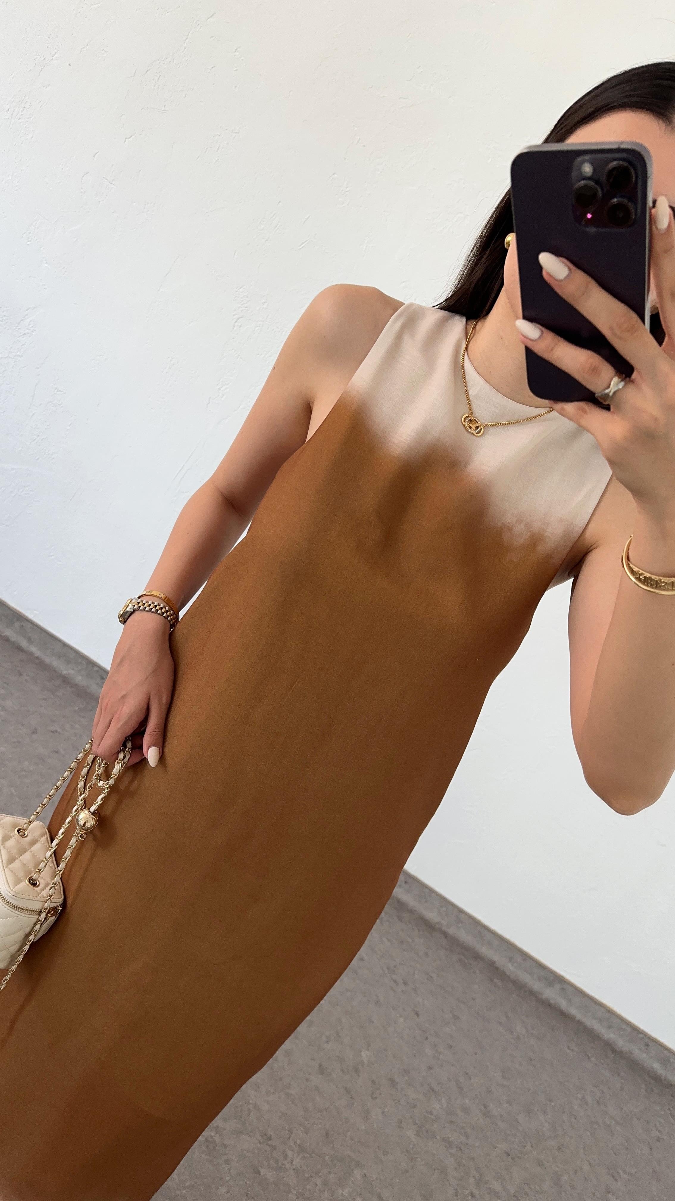 Keten Karışımlı Ombre Elbise