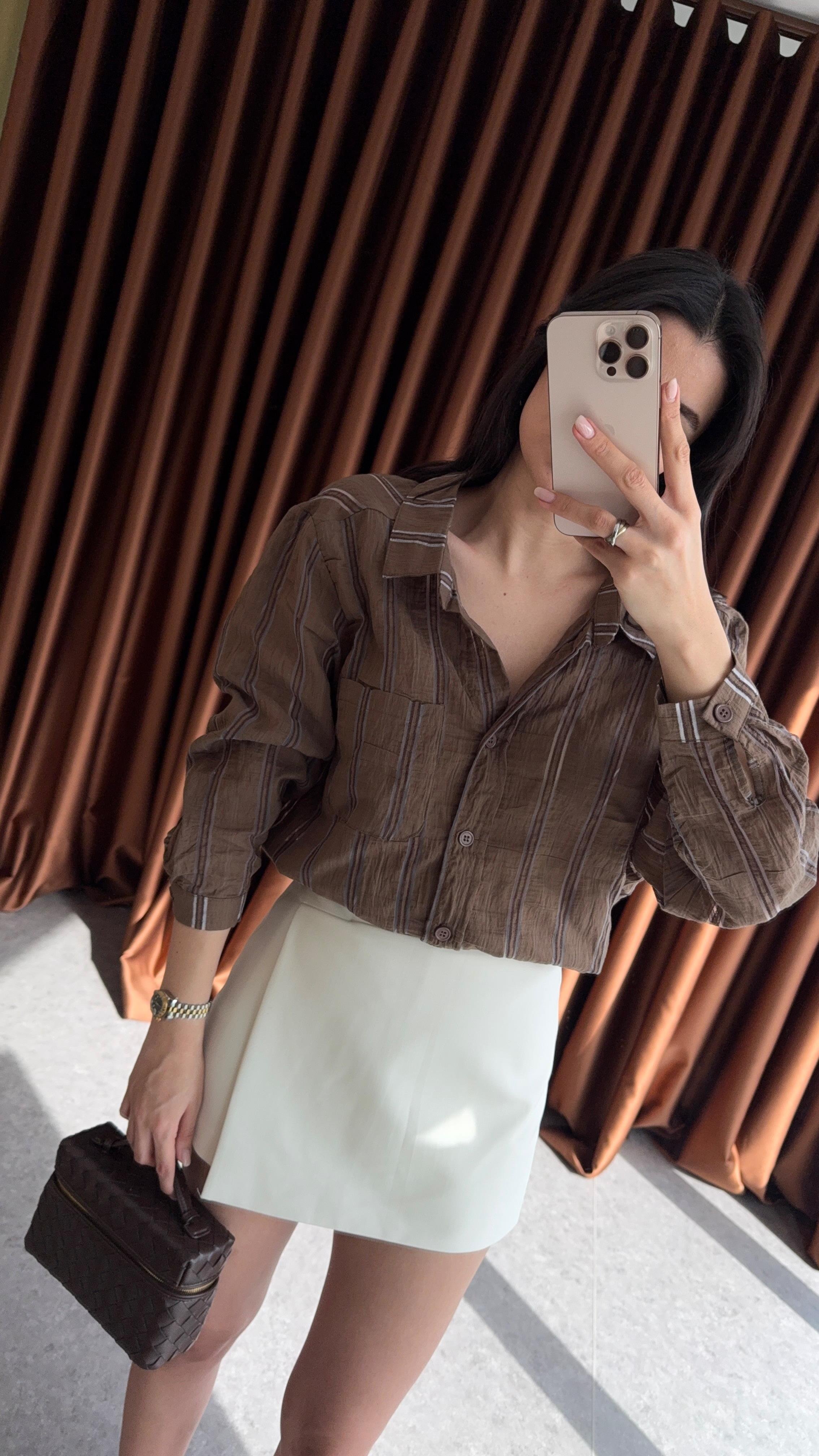 Kırışık Oversize Kahve Gömlek