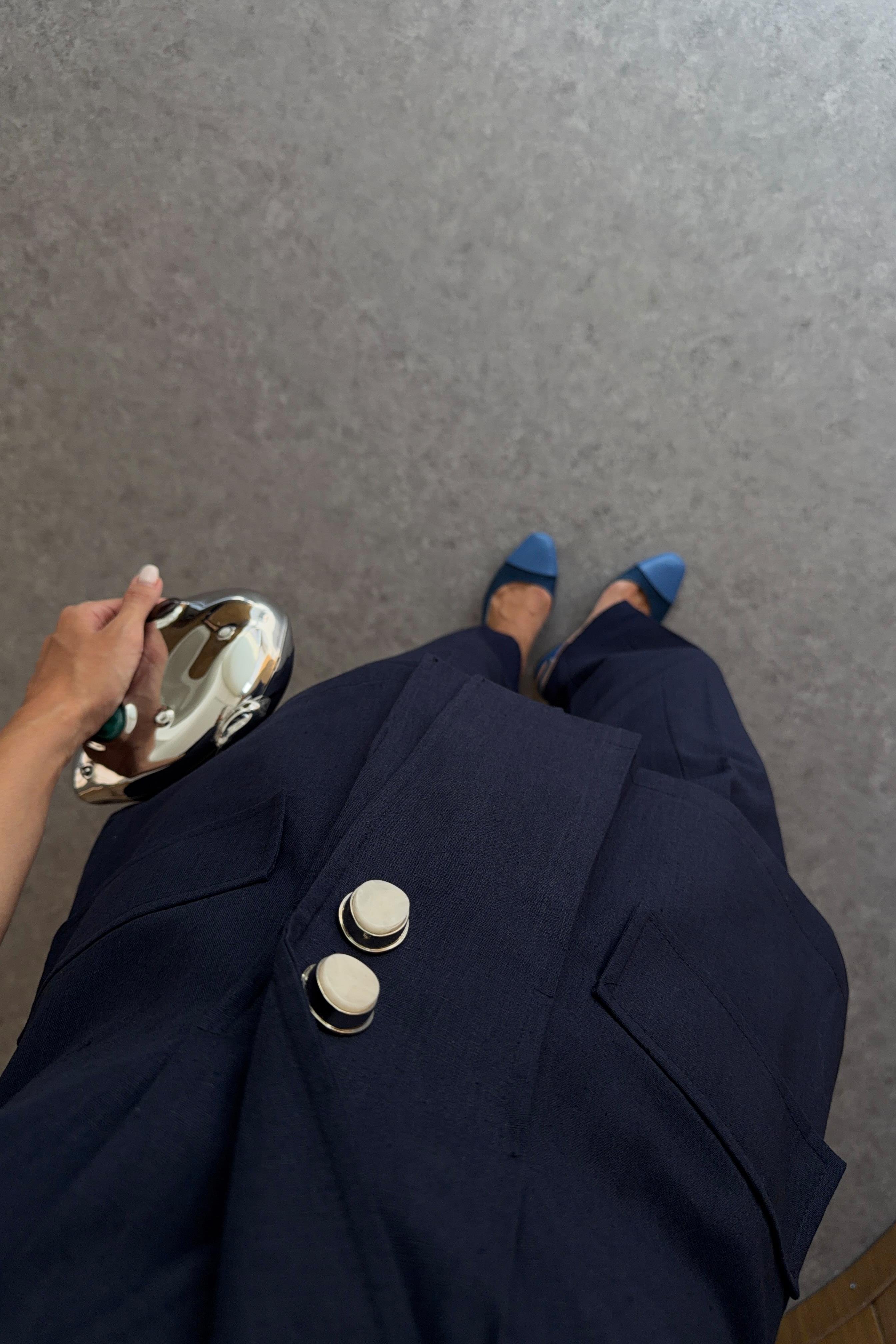 Kısa Kollu Blazer-Pantolon Lacivert Takım