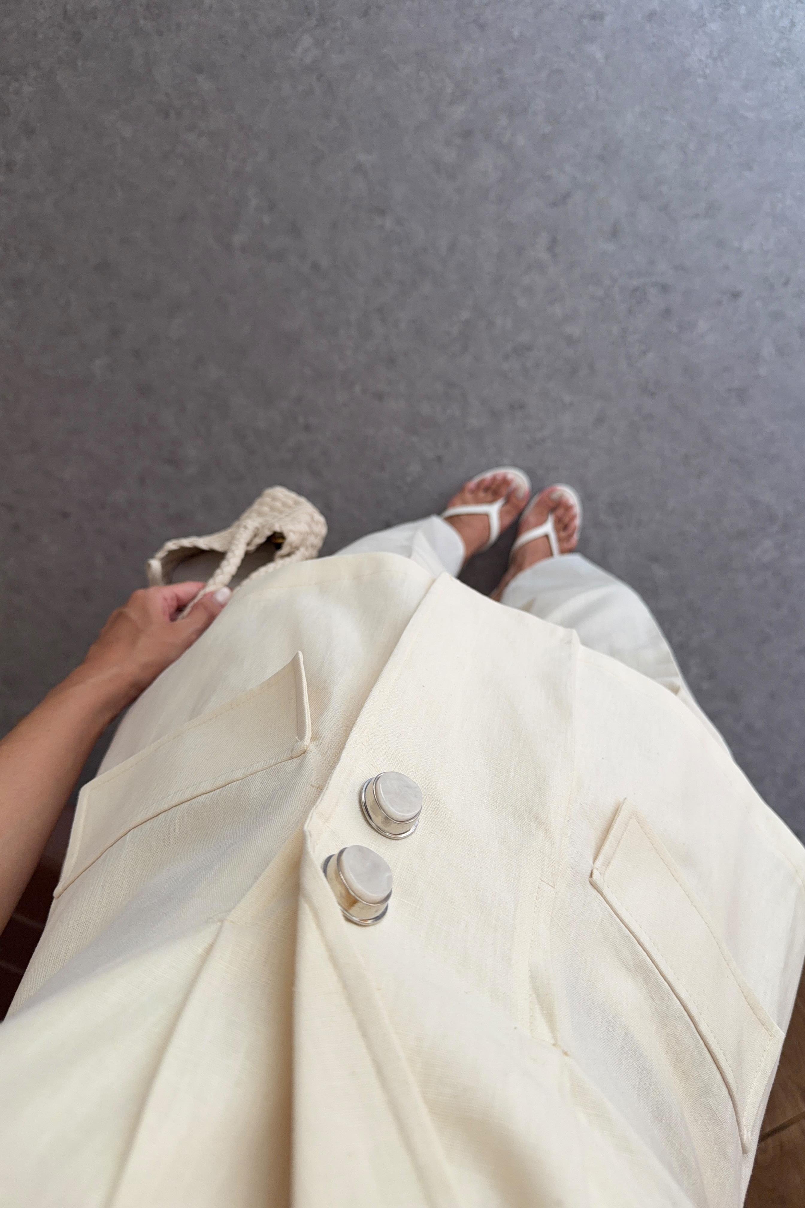 Kısa Kollu Blazer-Pantolon Sarı Takım