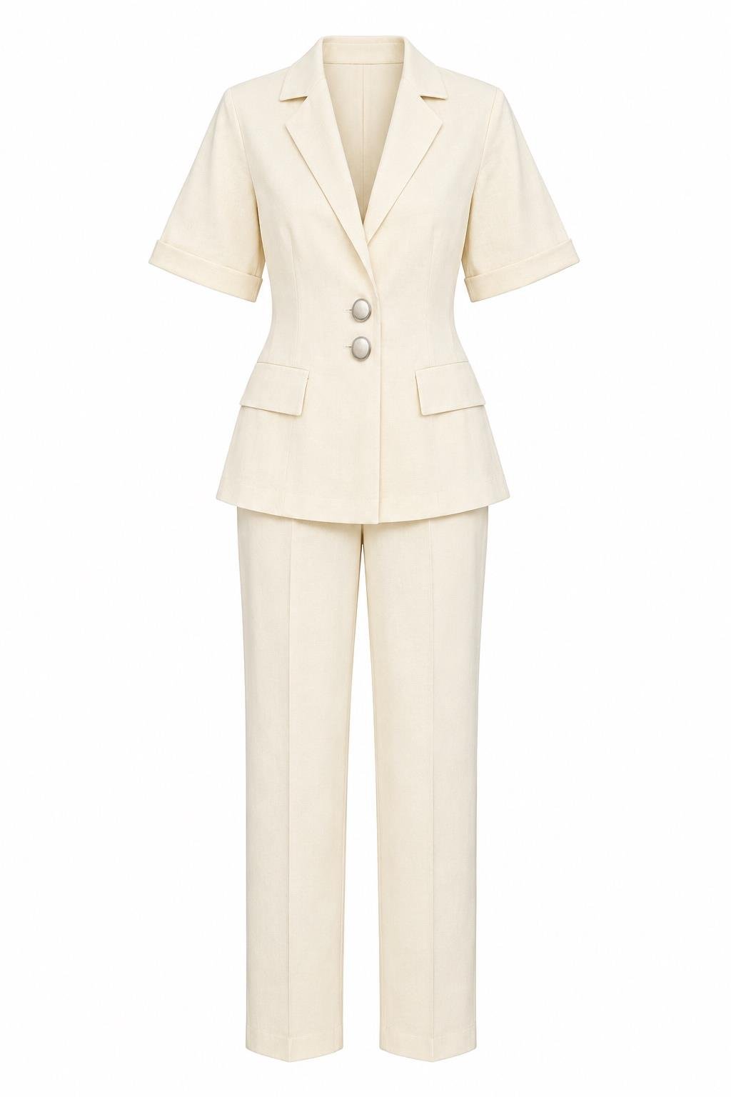 Kısa Kollu Blazer-Pantolon Sarı Takım
