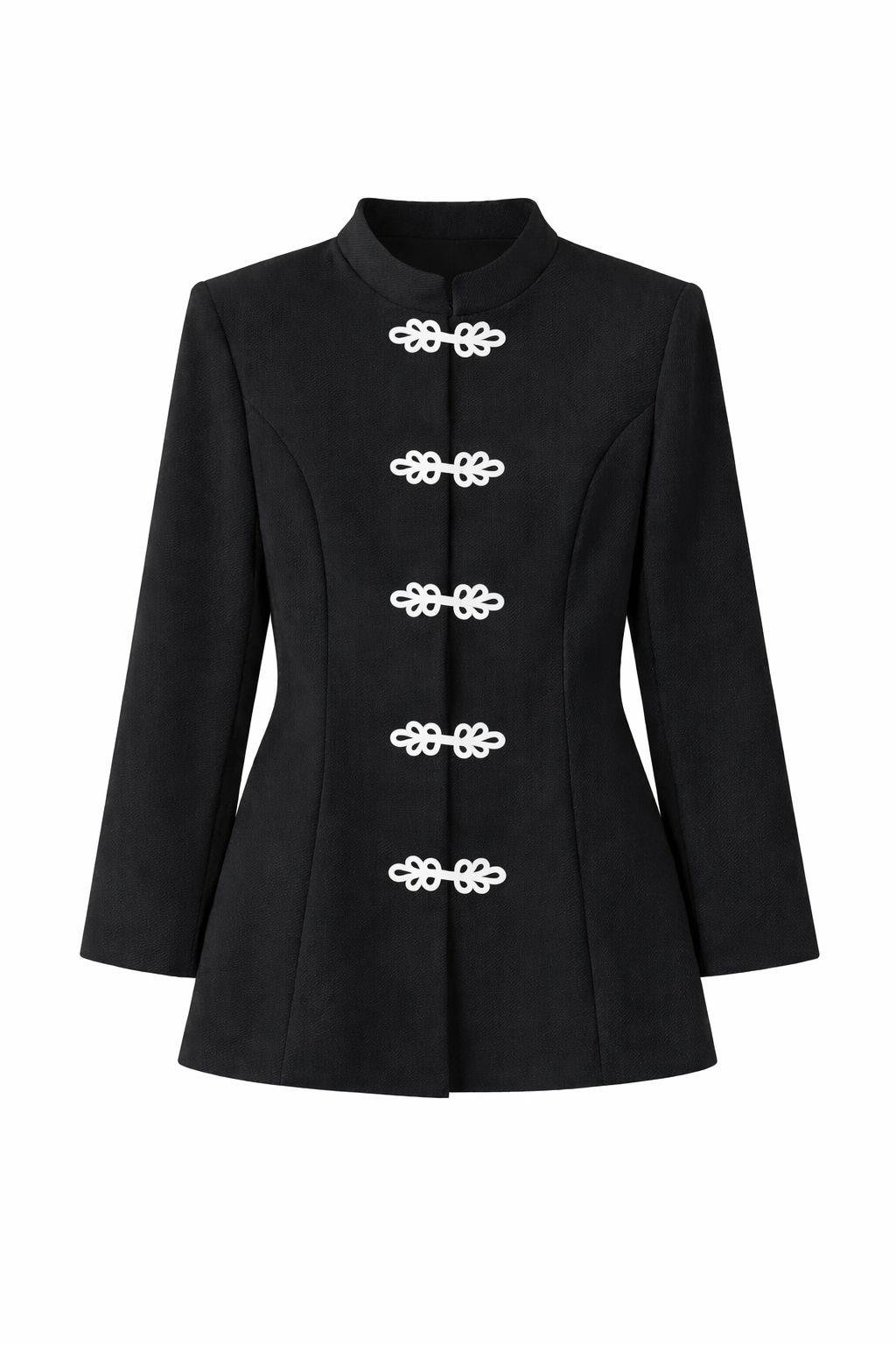 Kontrast Siyah Napolyon Ceket