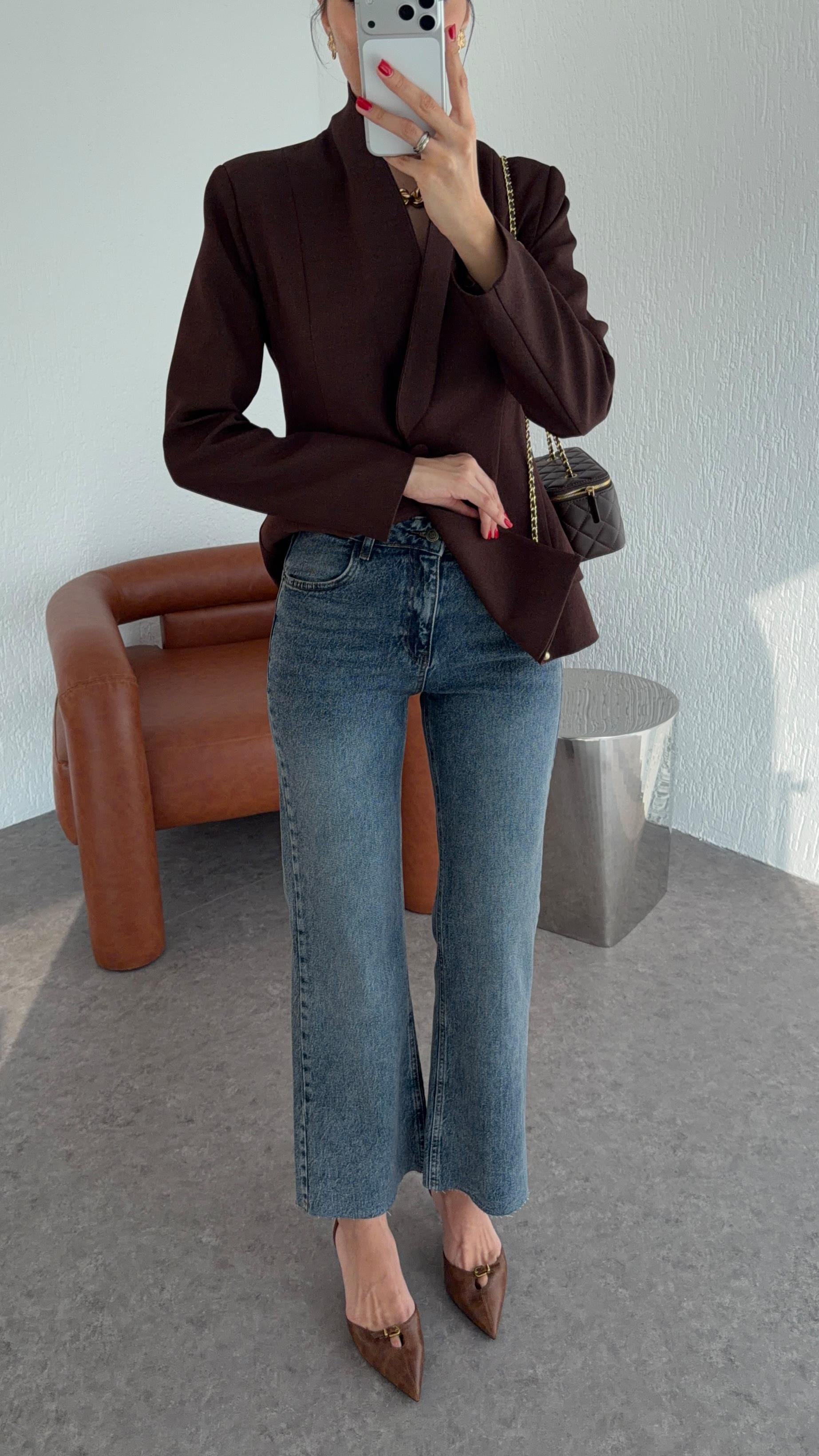 Koyu Kar Yıkamalı Flare Jean