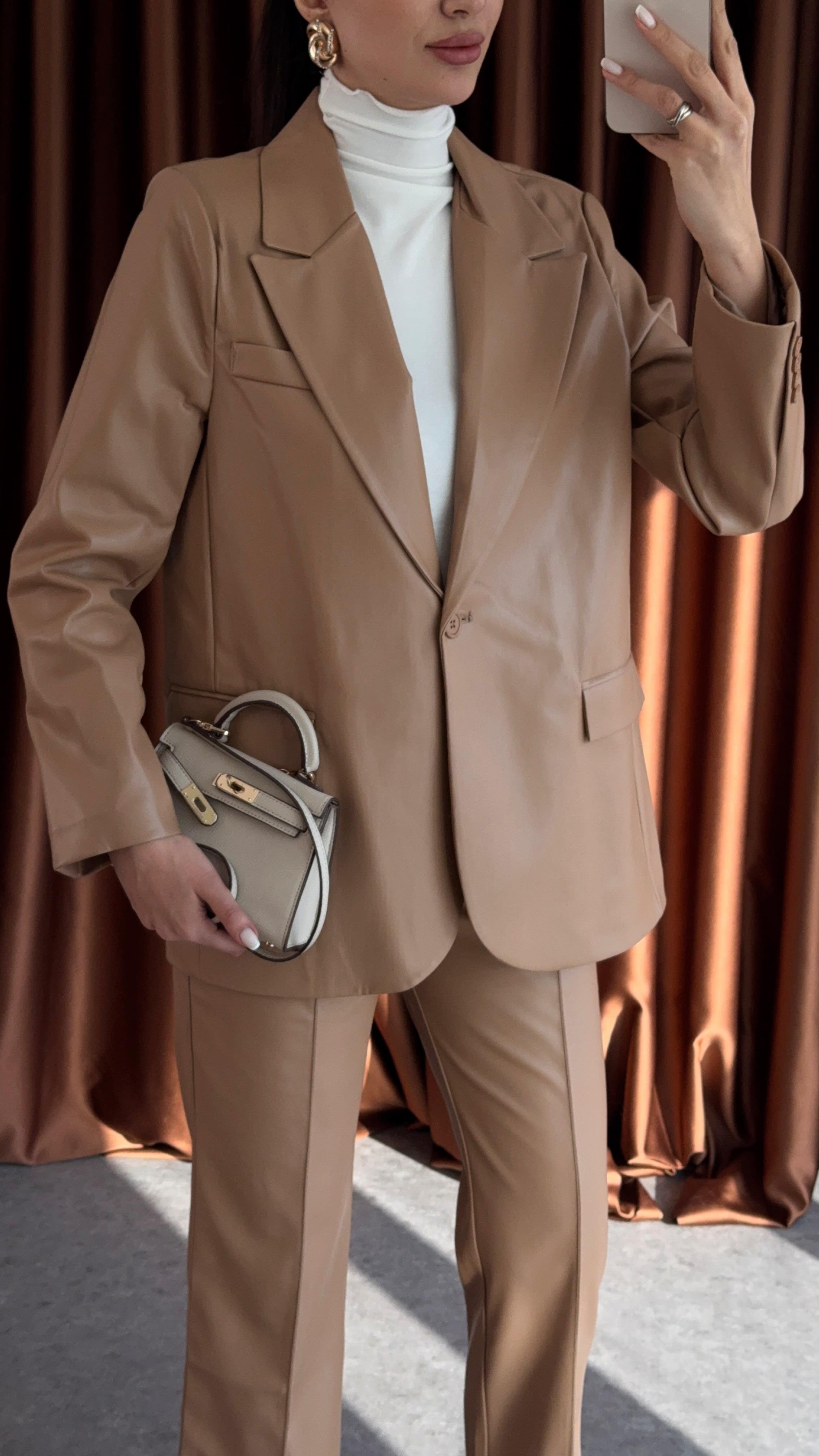 Krem Deri Blazer