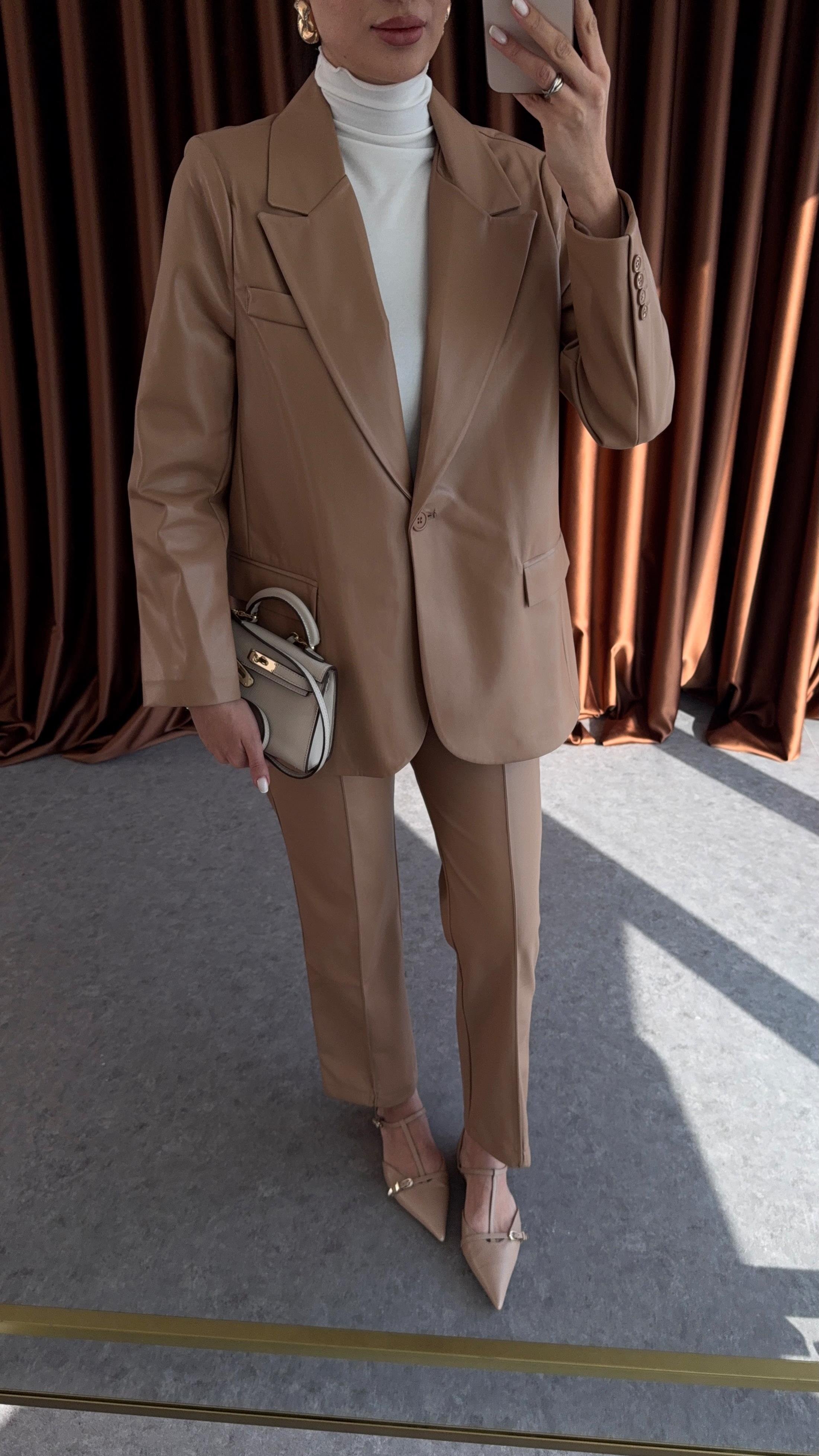 Krem Deri Blazer