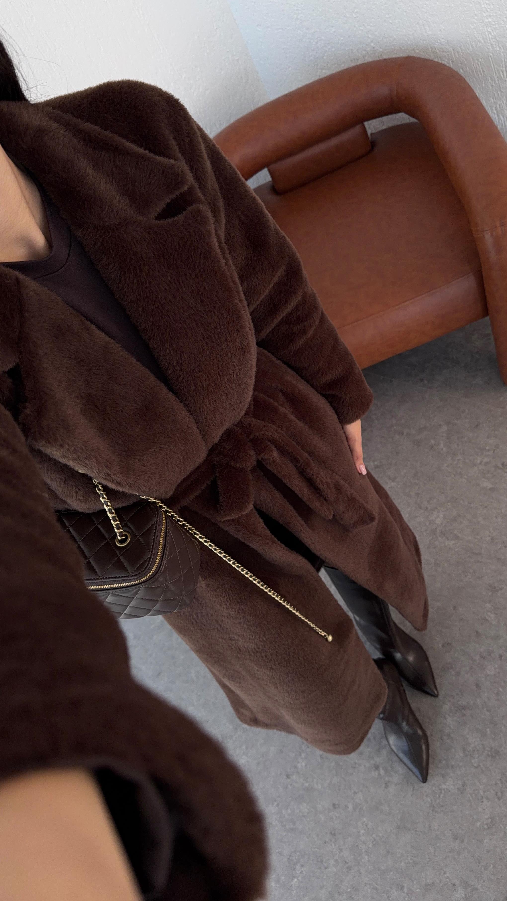 Kuşaklı Premium Acı Kahve Uzun Kürk