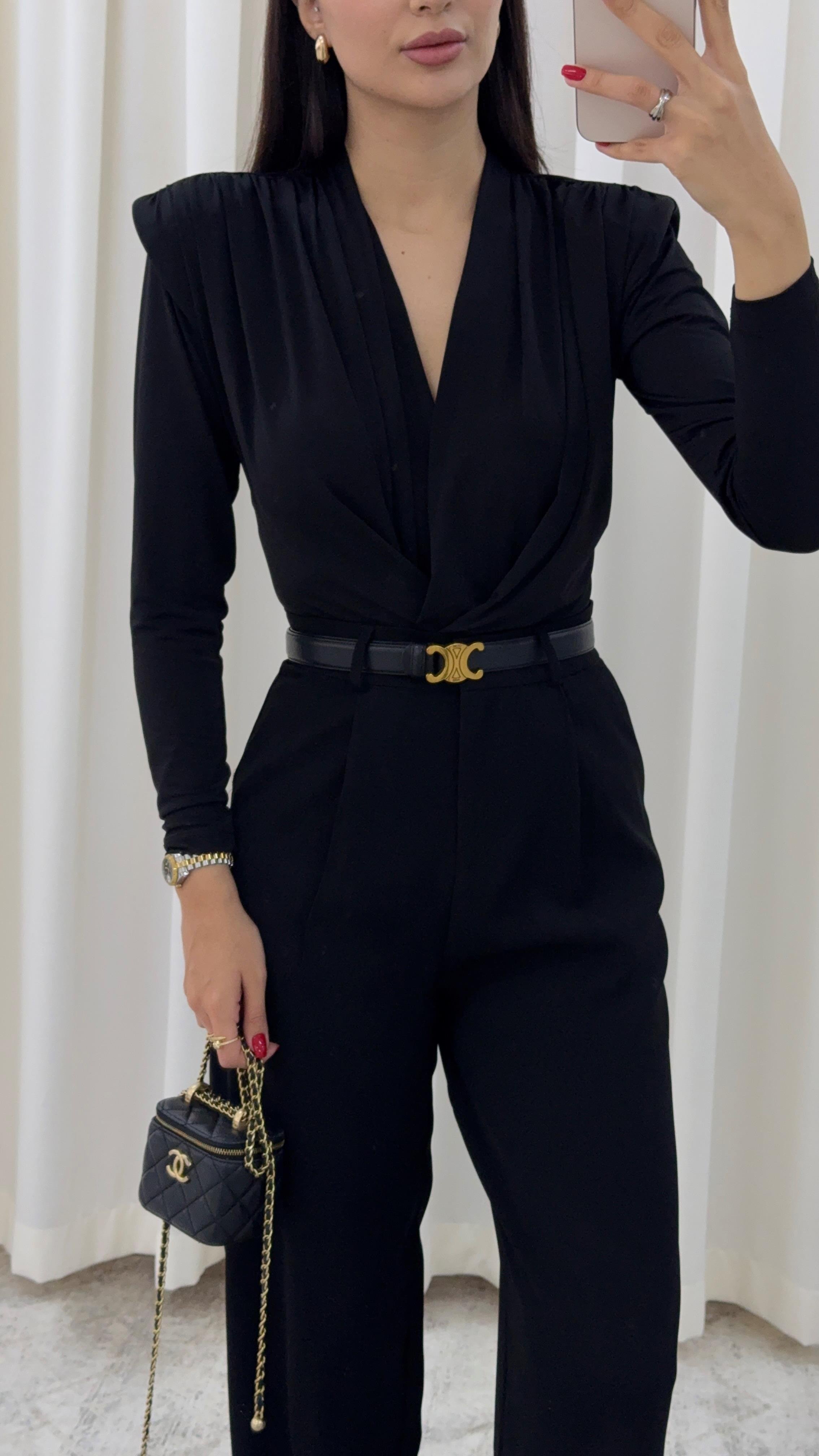 Lazer Kesim Siyah Bodysuit