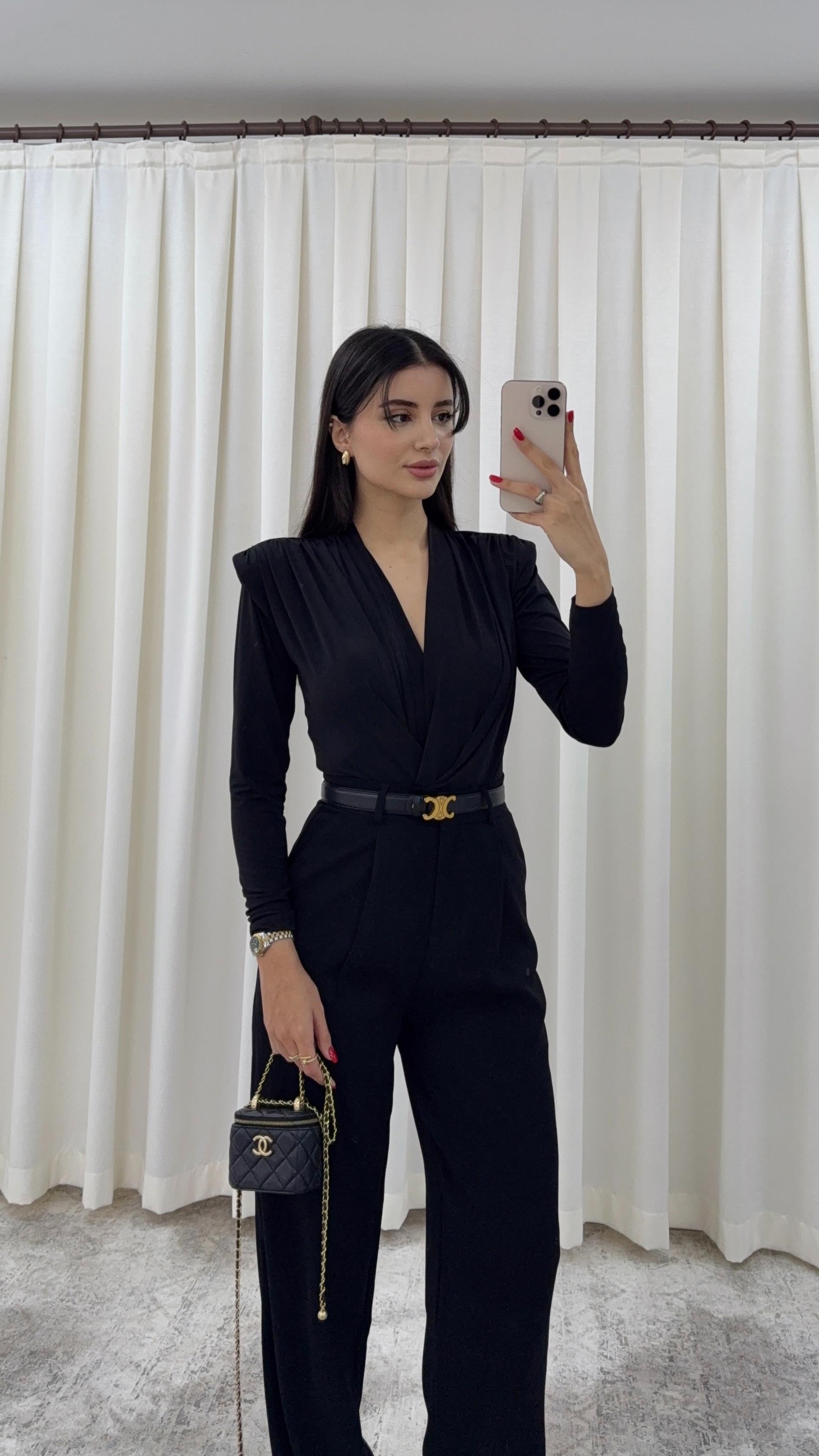 Lazer Kesim Siyah Bodysuit