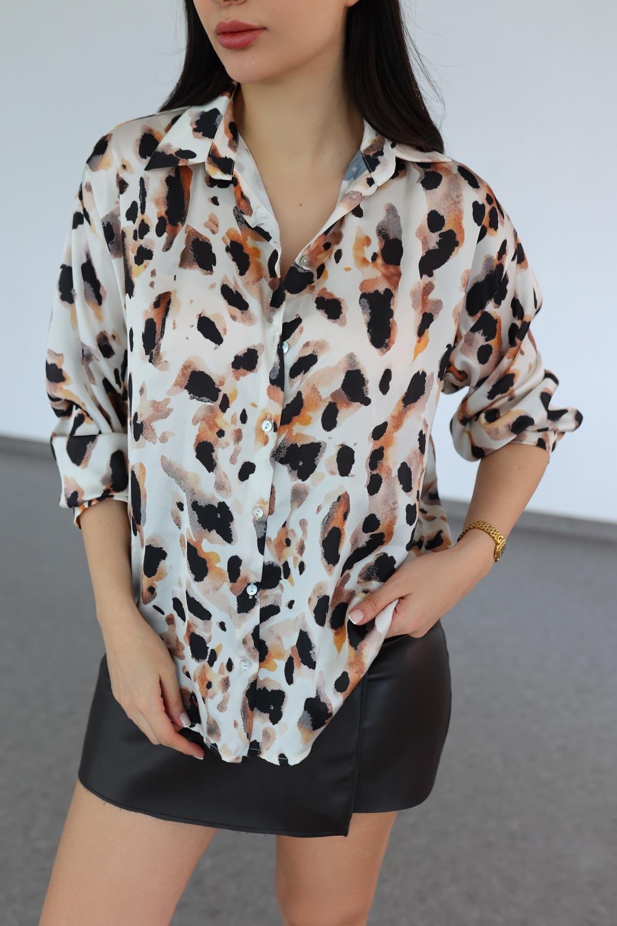 Leopar Desenli Gömlek