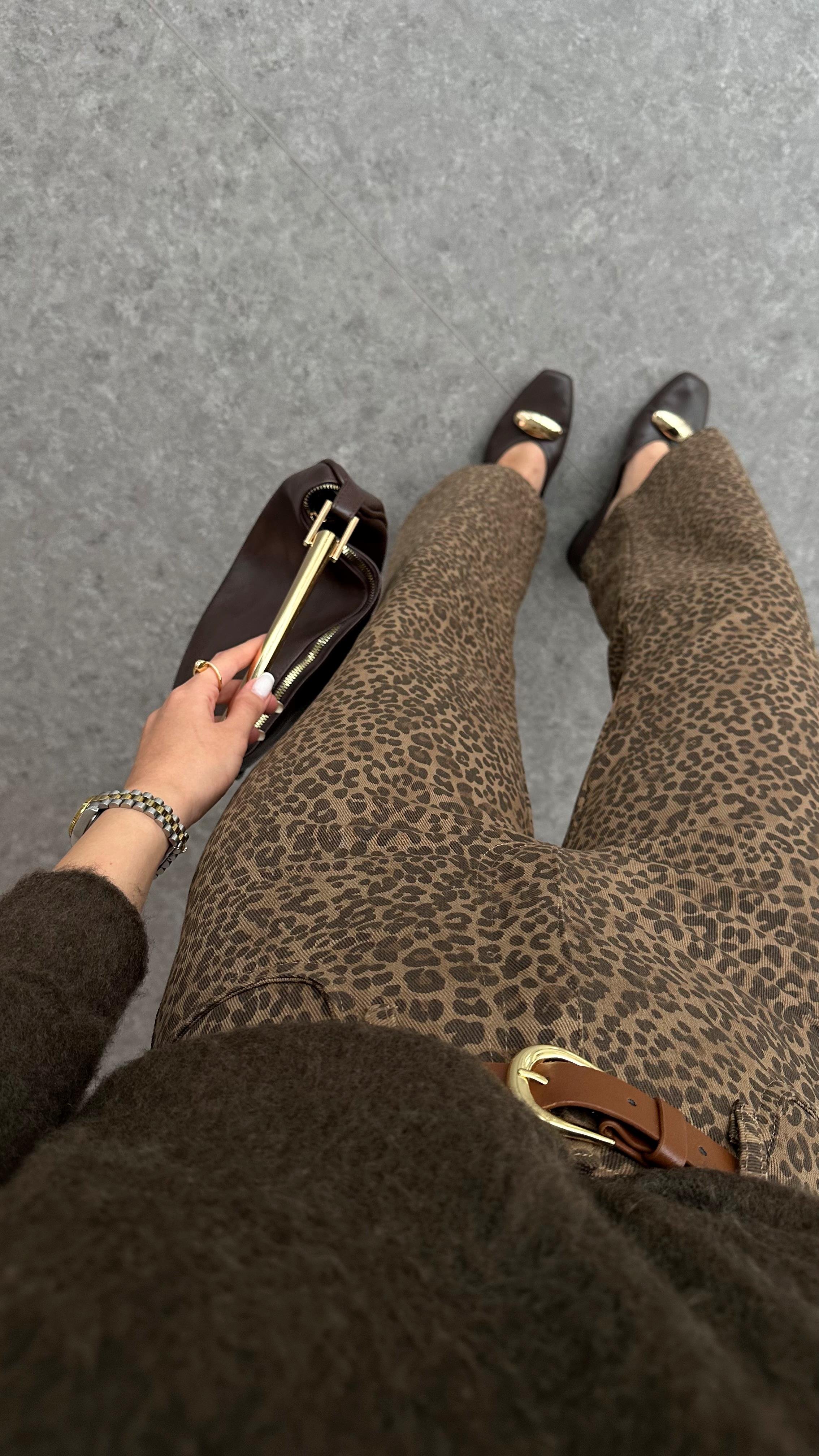 Leopar Kemerli Pantolon