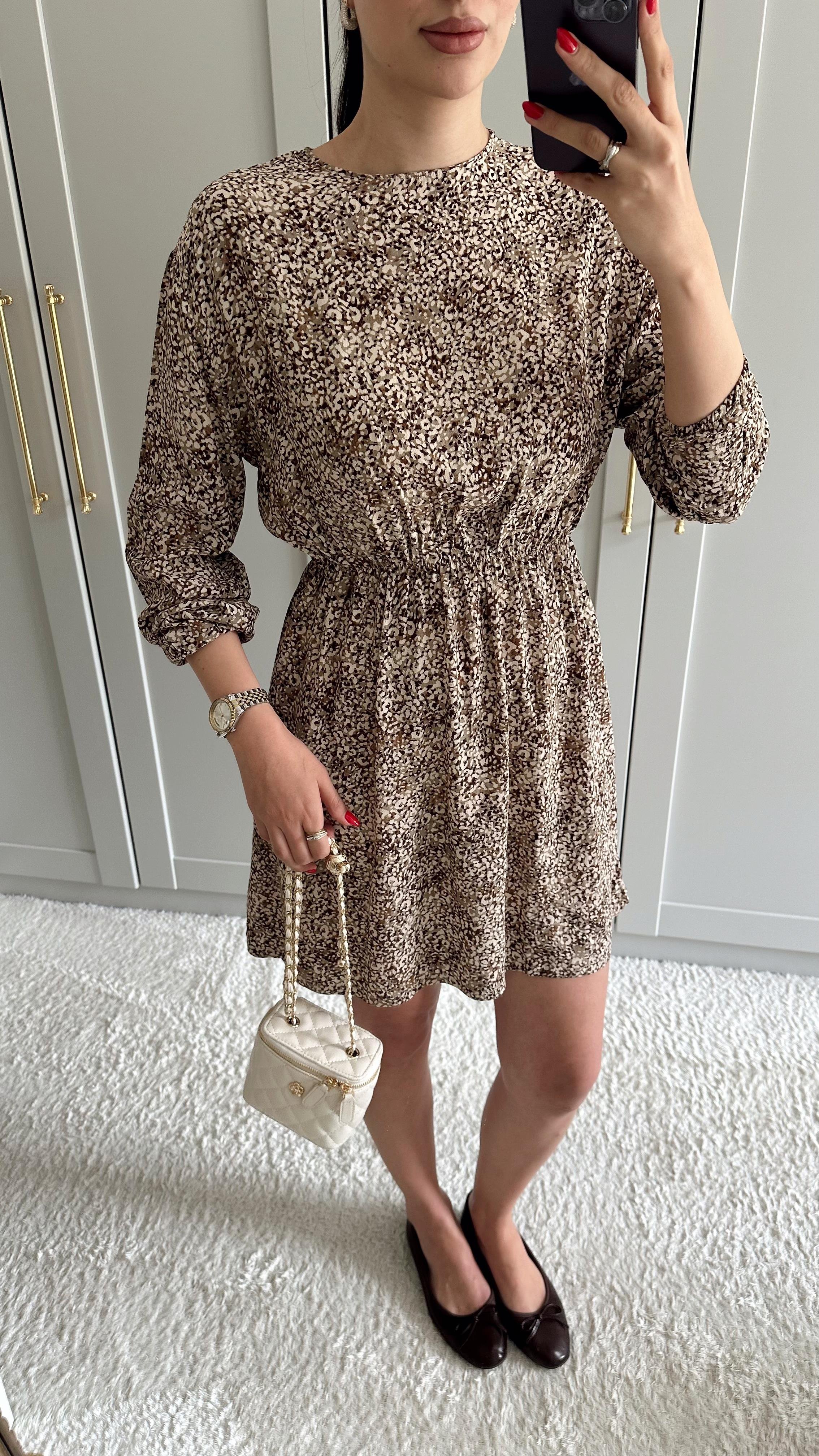 Leoparlı Kısa Elbise