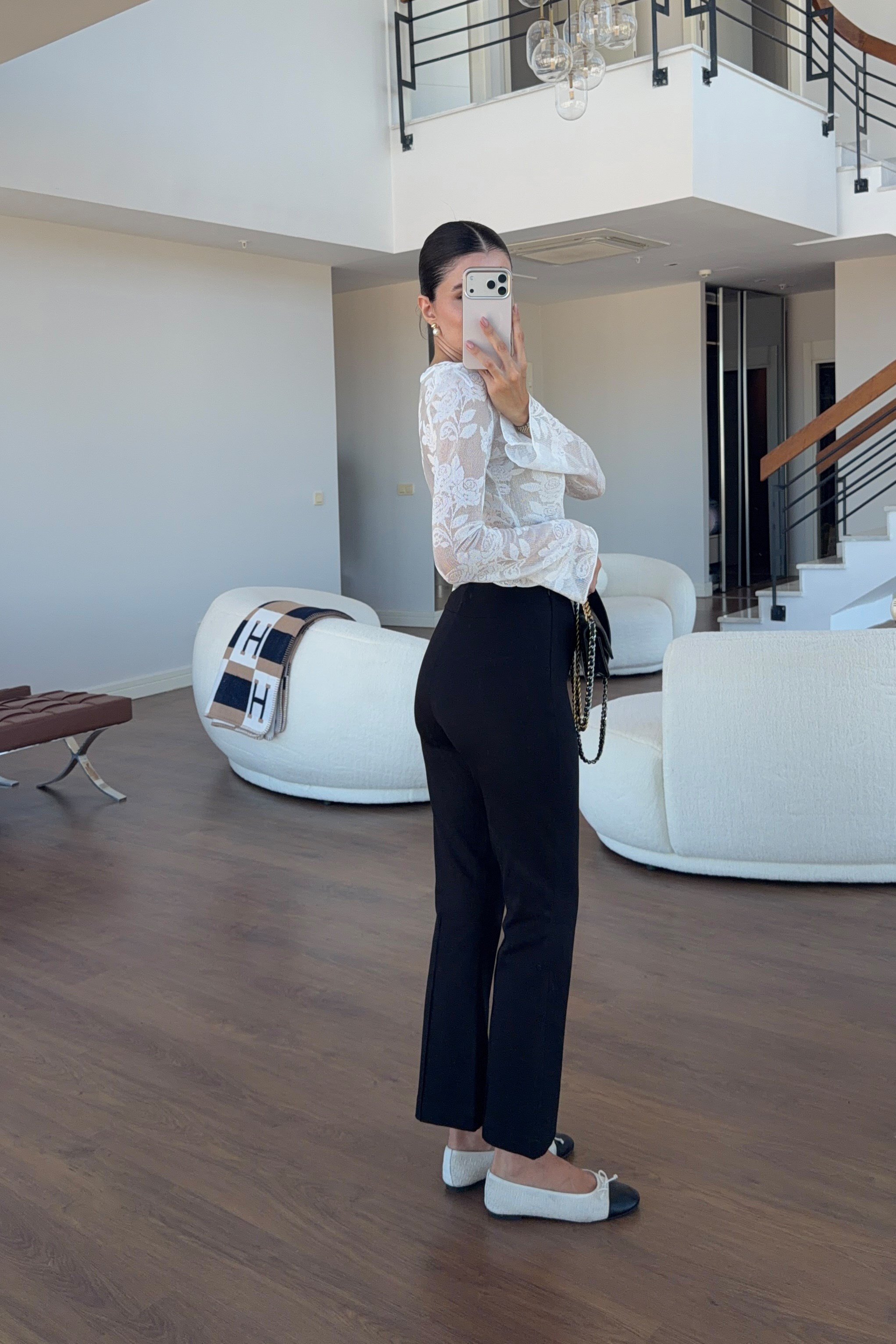 Likralı Flare Siyah Pantolon