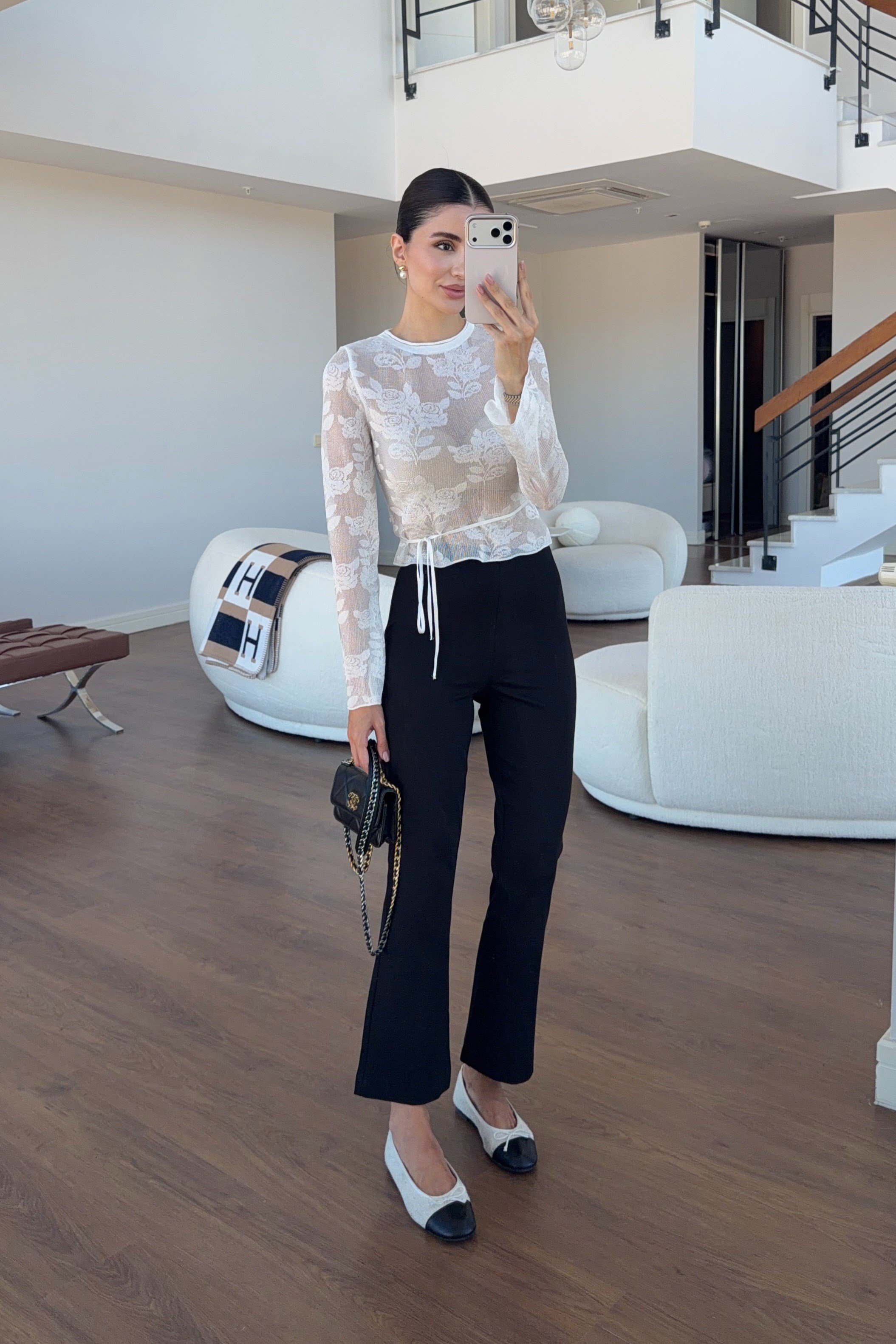 Likralı Flare Siyah Pantolon