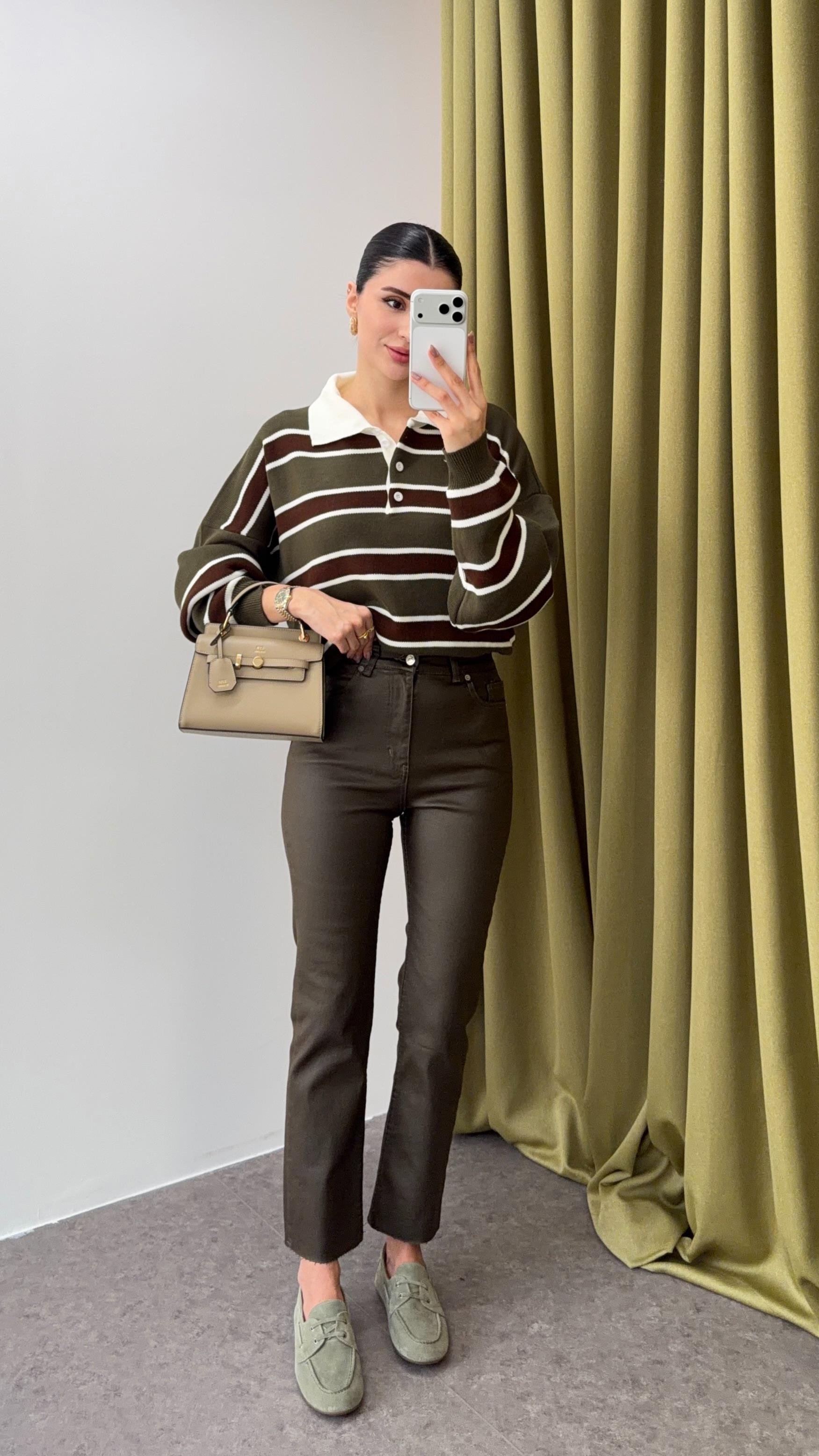 Likralı Haki Mumlu Jean