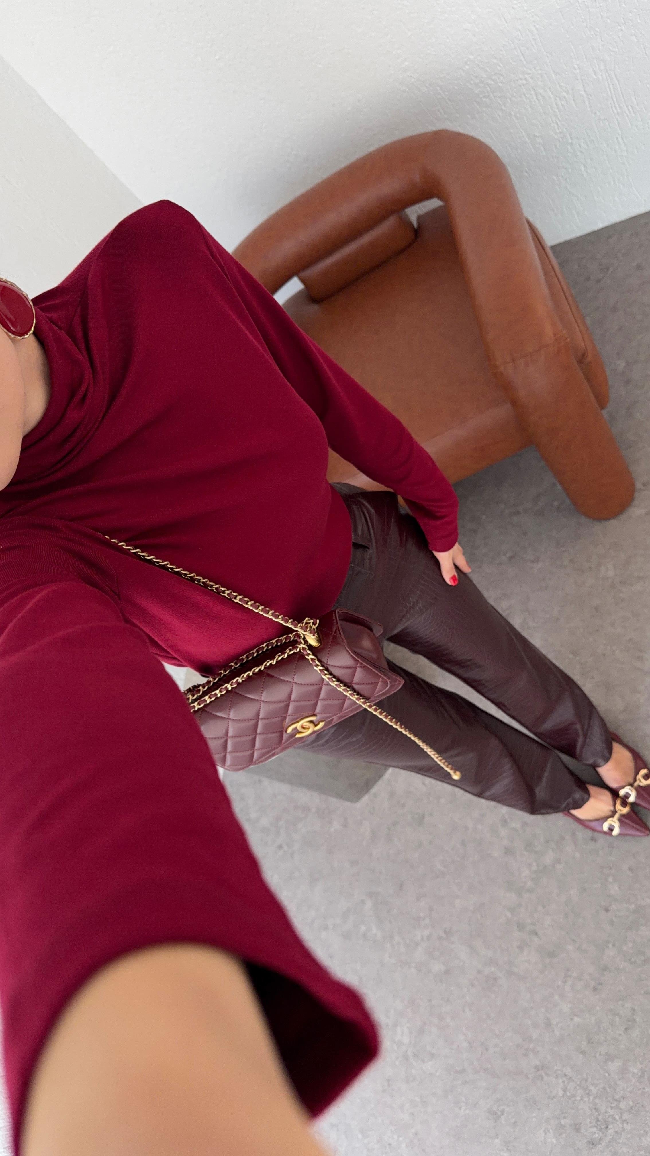 Likralı Mürdüm Balıkçı Bluz