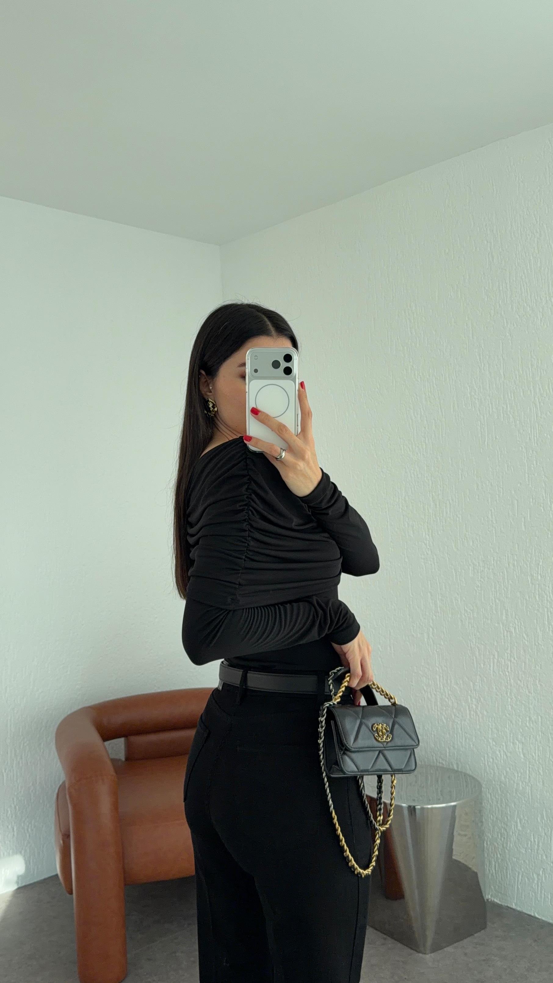 Likralı Siyah Flare Jean