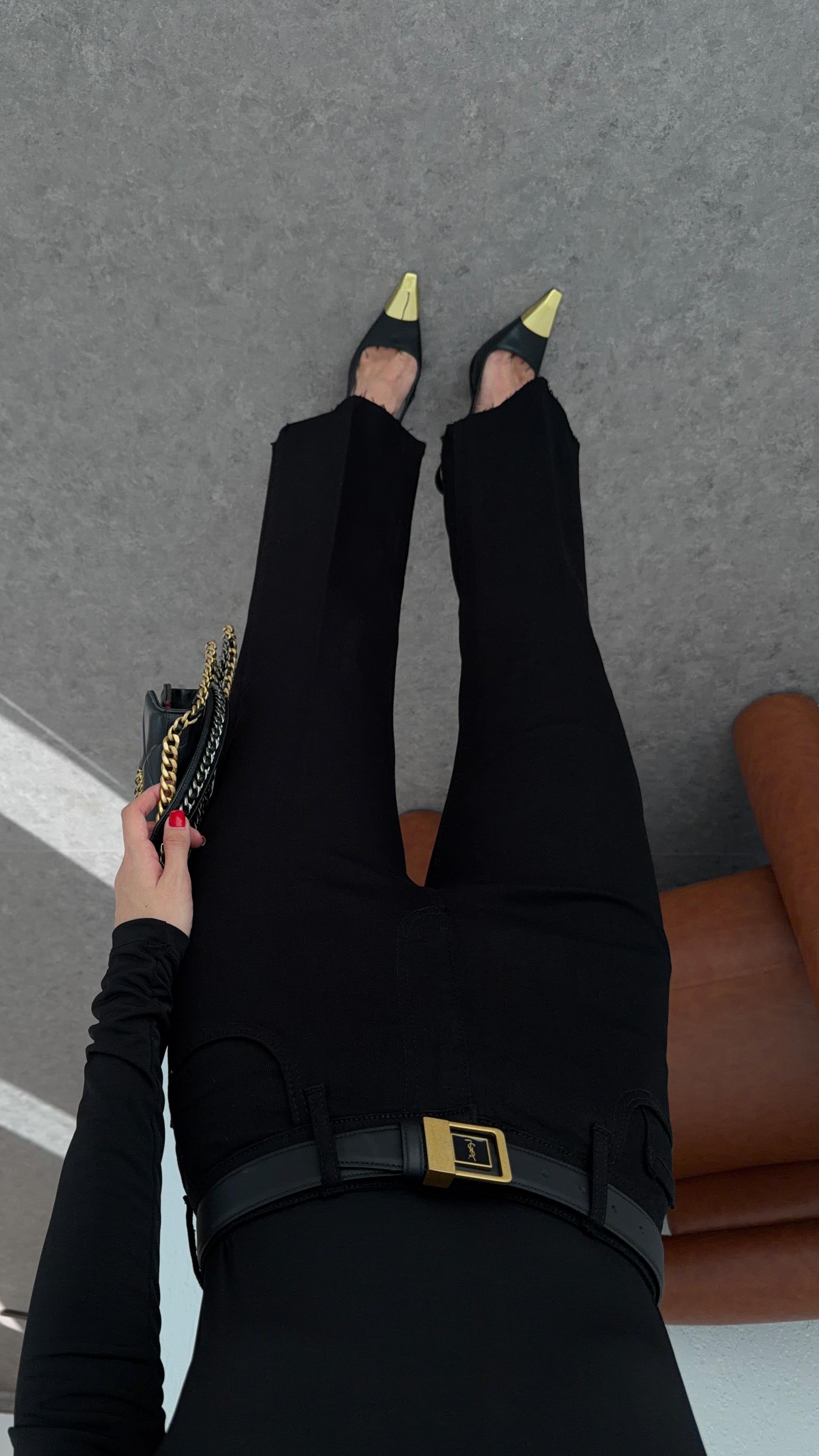 Likralı Siyah Flare Jean