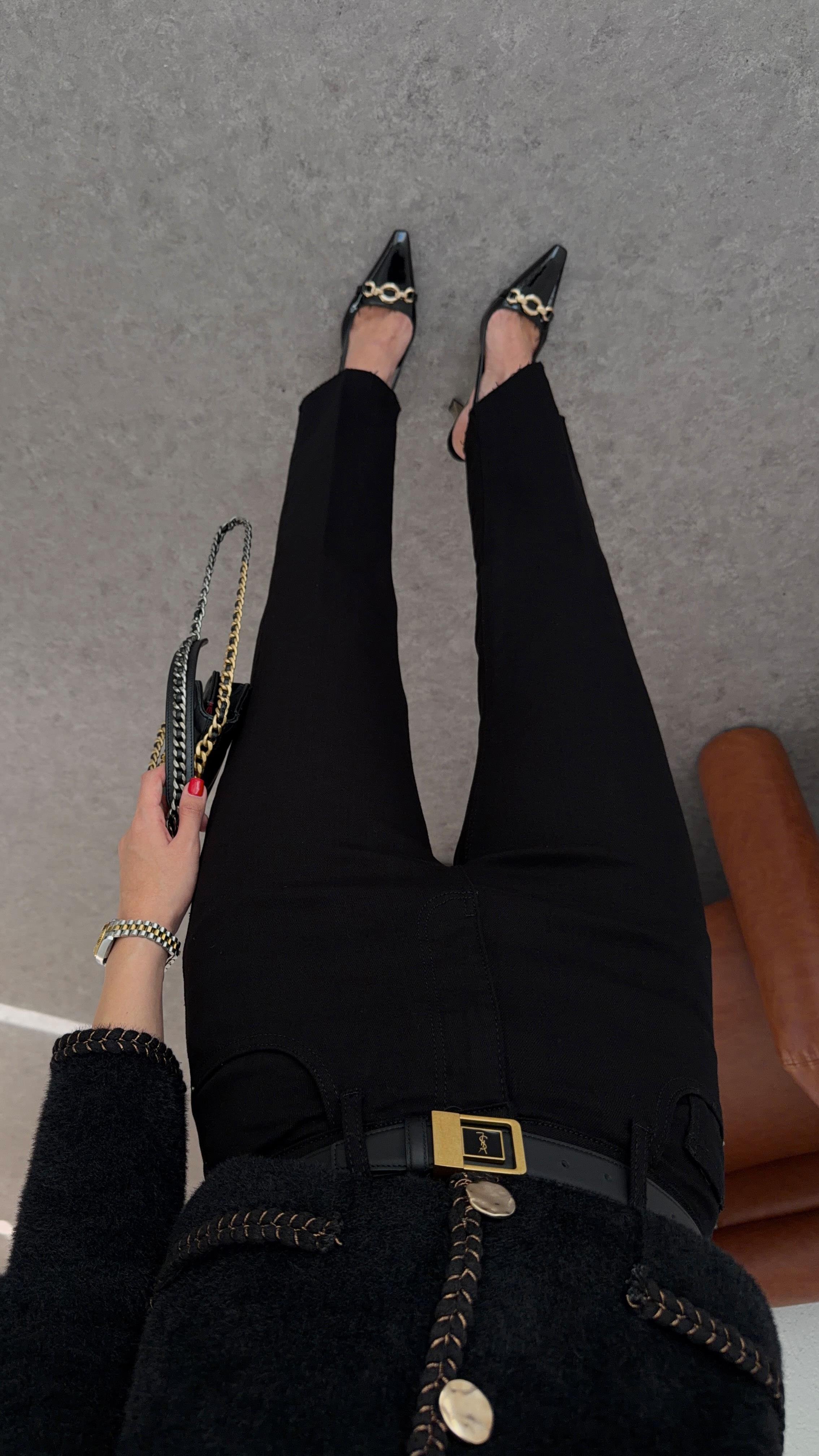 Likralı Siyah Momfit Jean