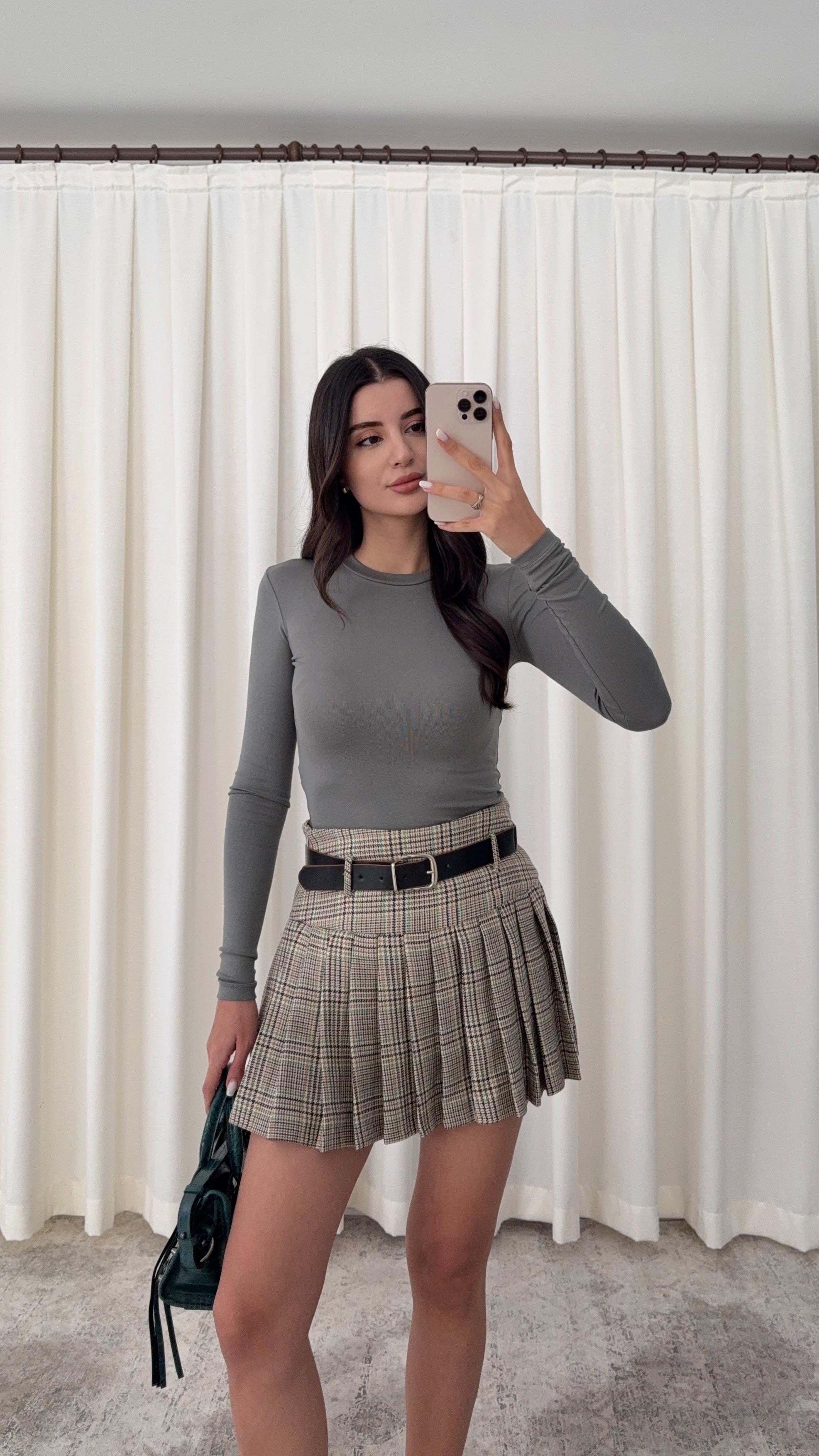 Likralı Soft Touch Gri Basic Bluz