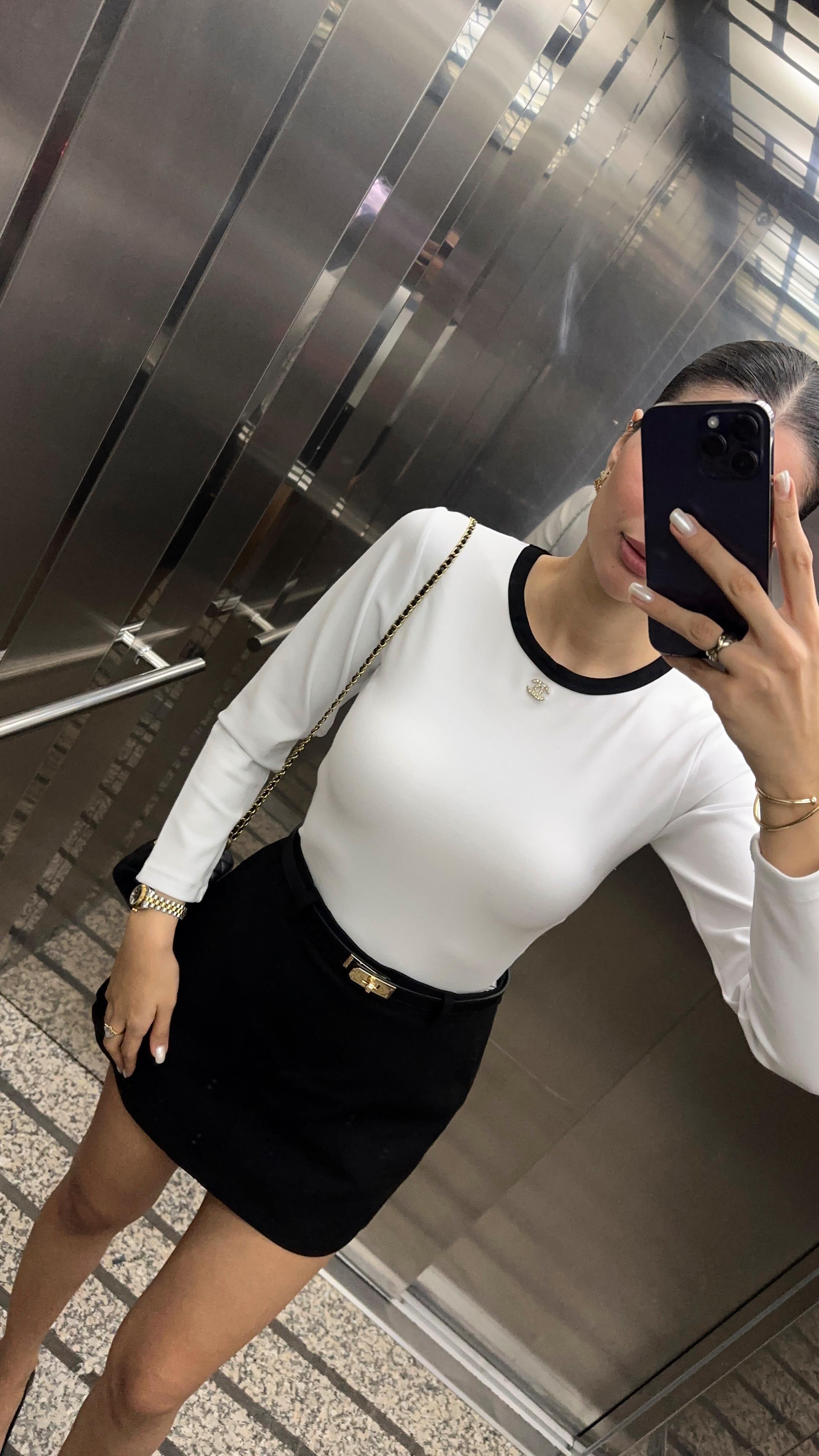 Likralı Uzun Kol Beyaz Basic Triko