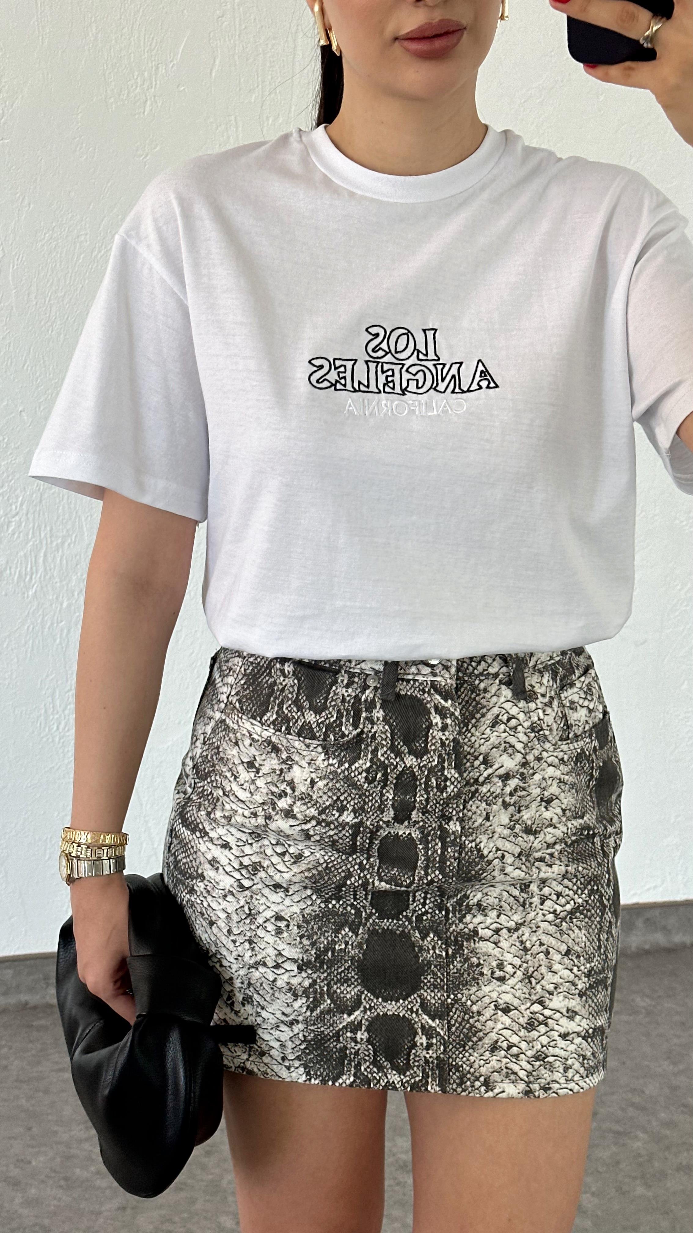 Los Angeles Baskılı Beyaz Tshirt