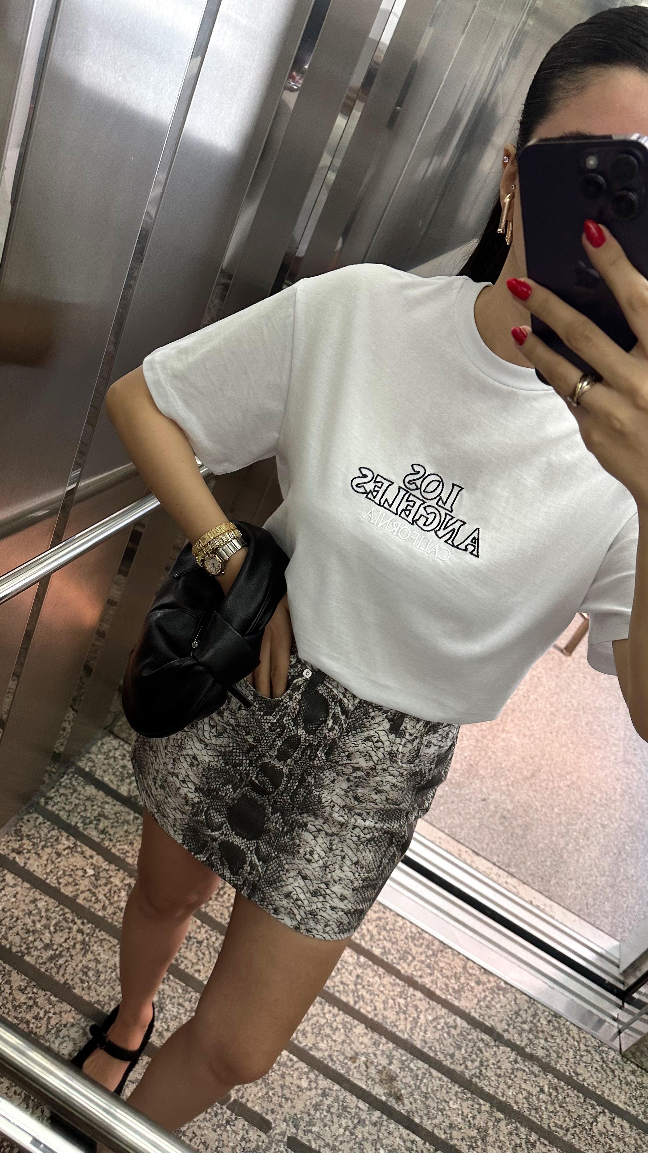 Los Angeles Baskılı Beyaz Tshirt