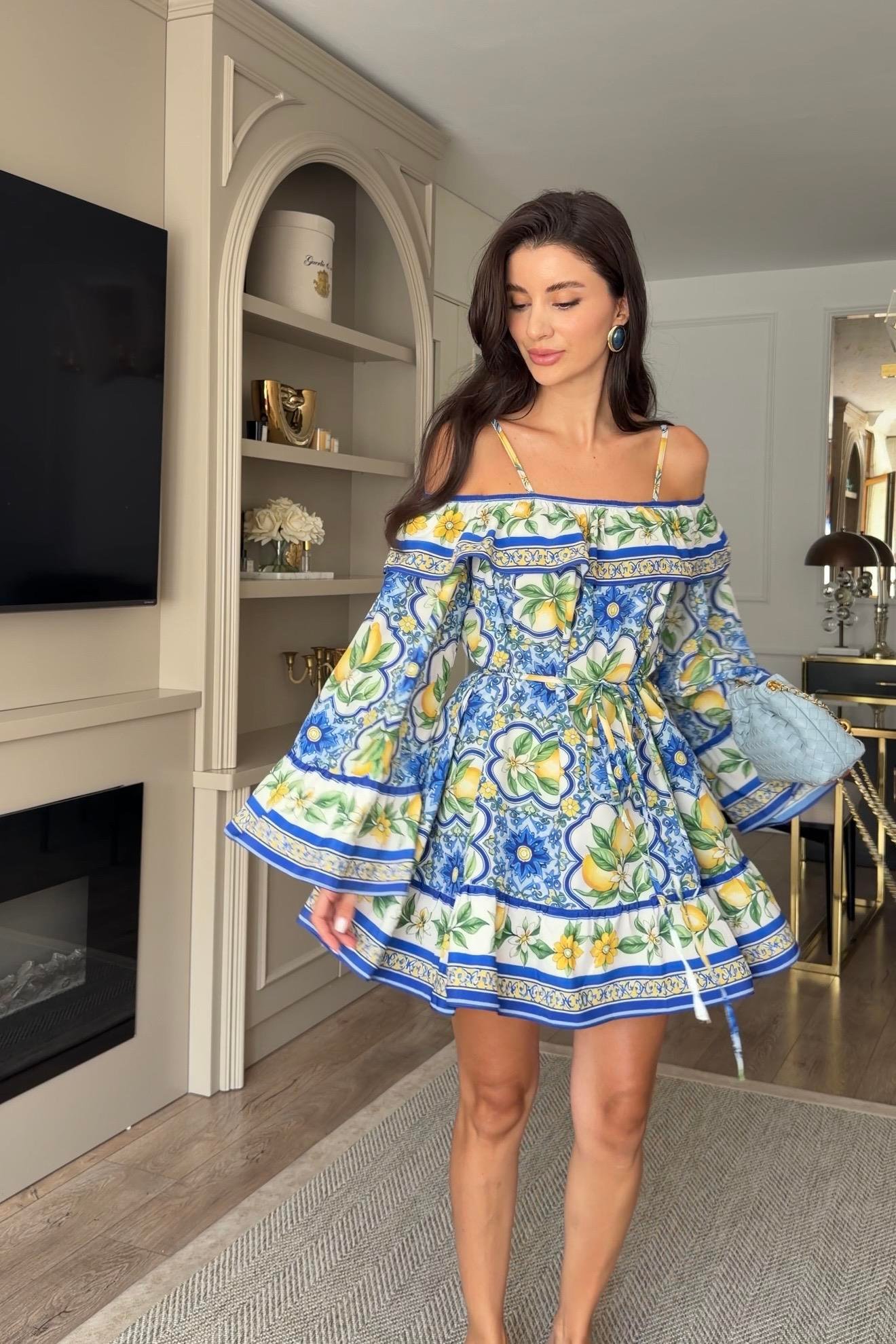 Madonna Yaka Limon Mini Elbise