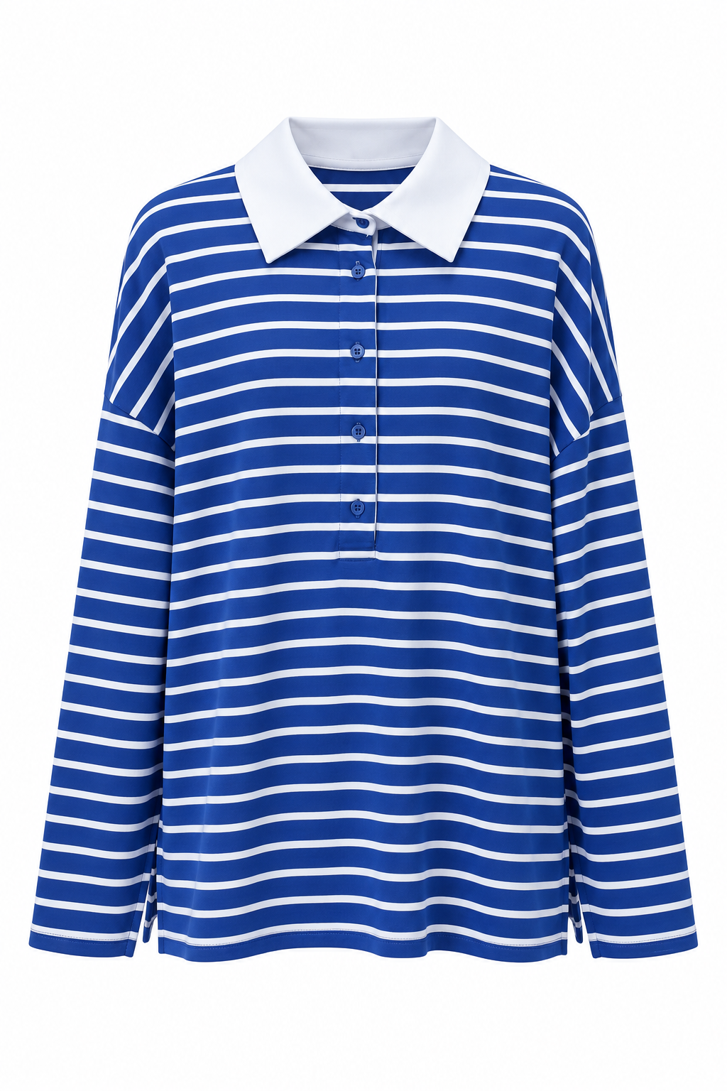 Mavi Çizgili Kontrast Polo Yaka Sweat