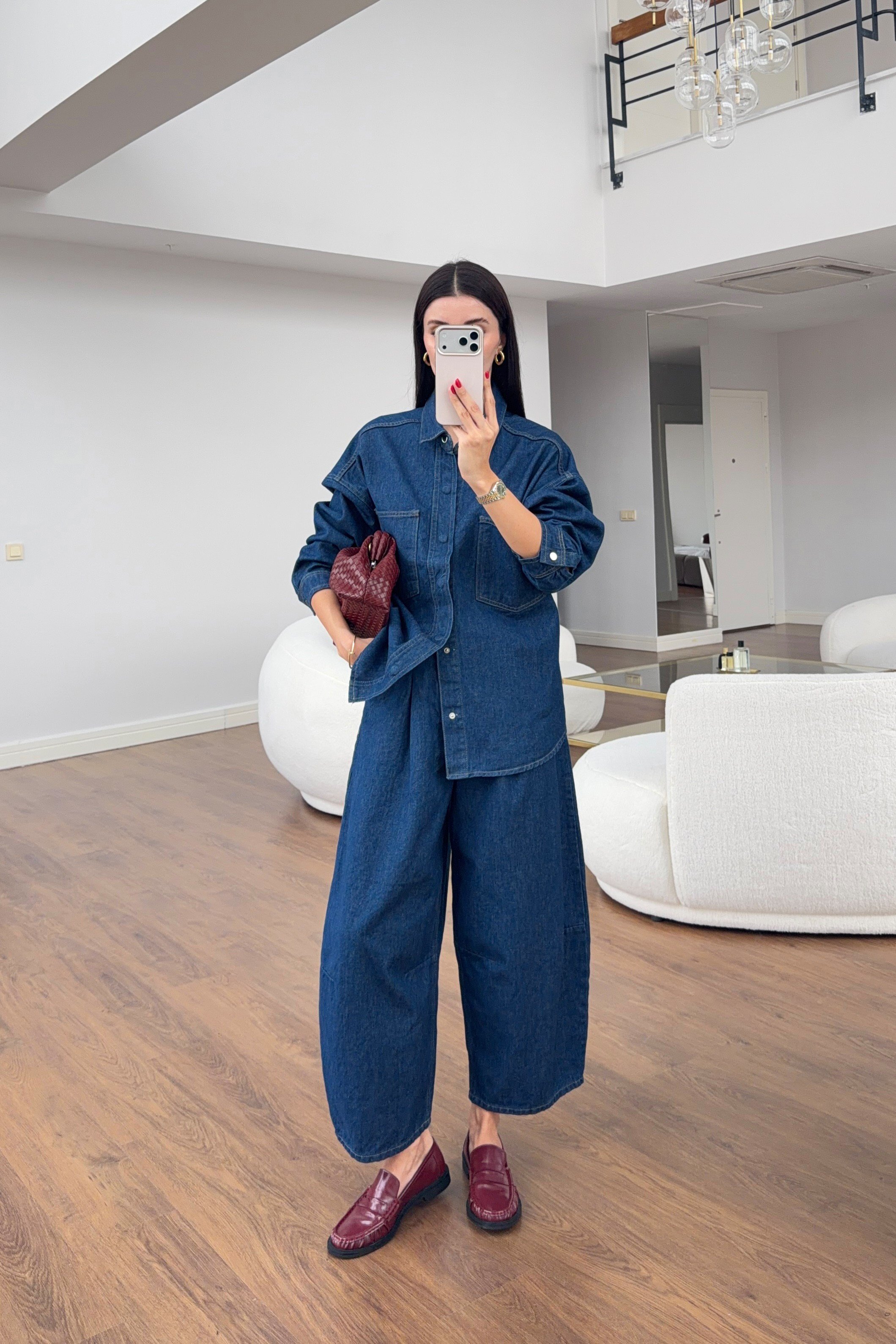 Mavi Denim Ceket-Balon Pantolon Takım