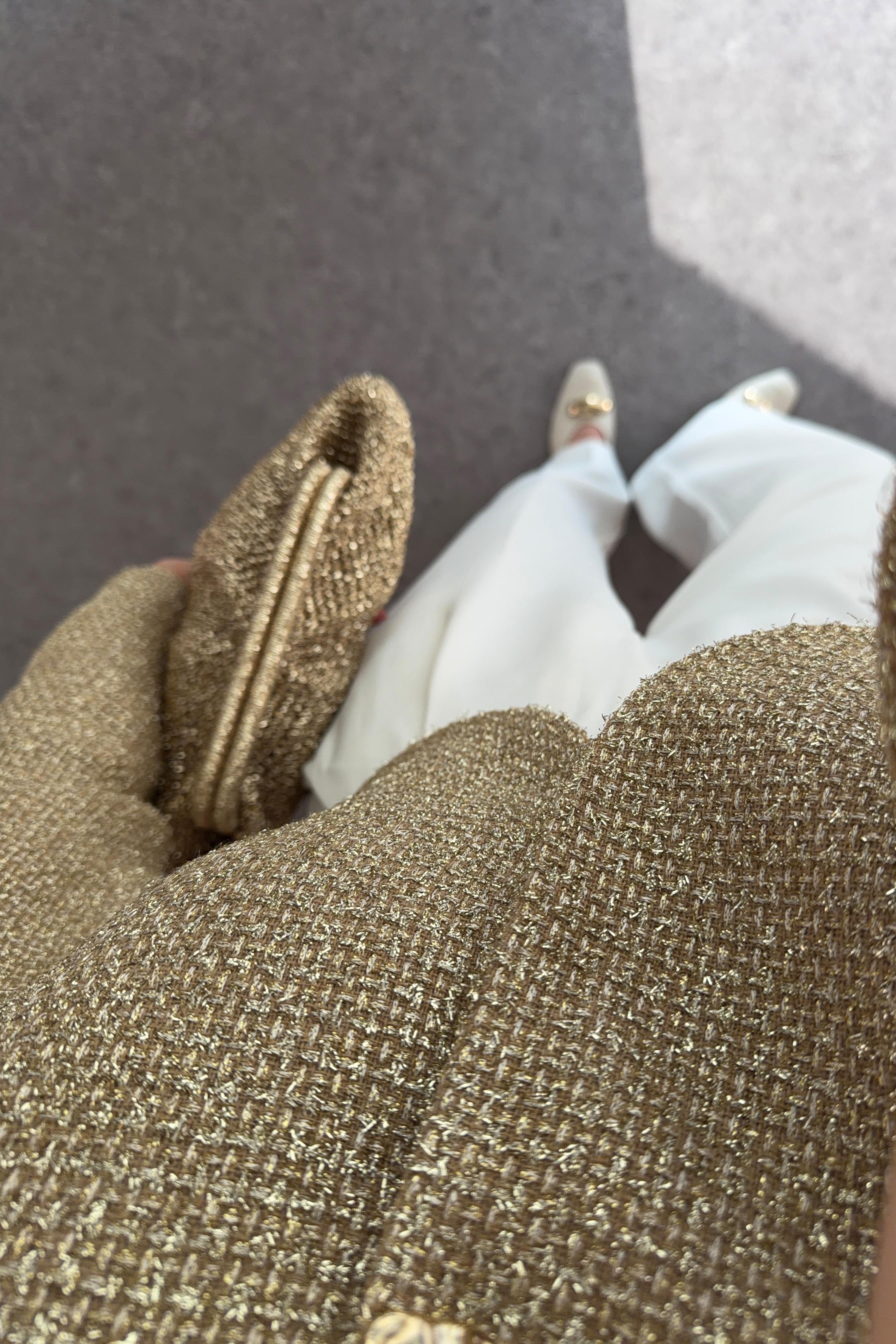 Metalik İplikli Gold Ceket