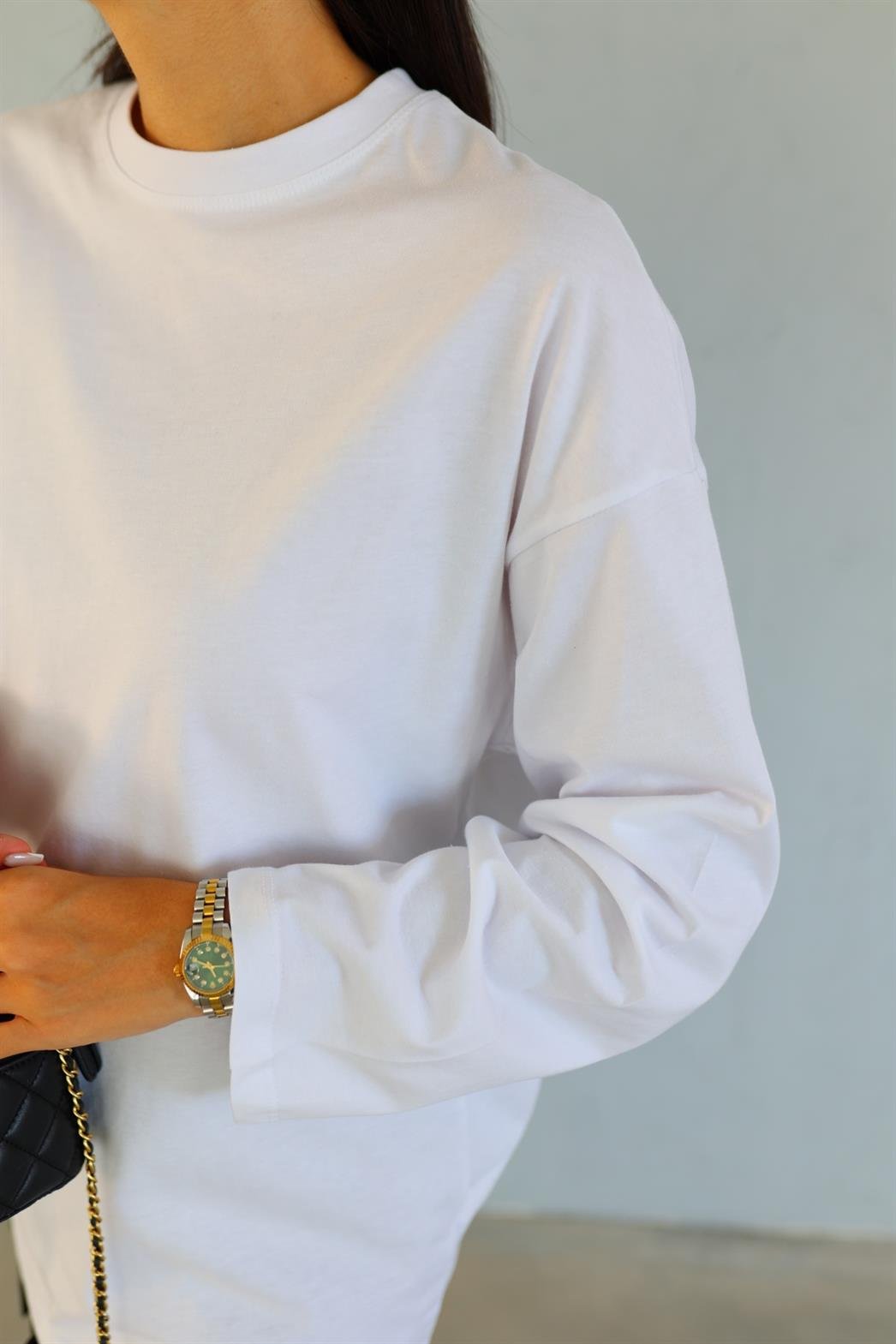 Mevsimlik Beyaz Basic Sweat
