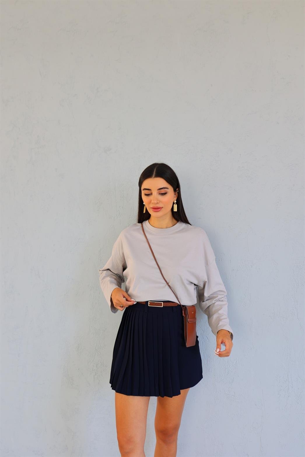 Mevsimlik Gri Basic Sweat