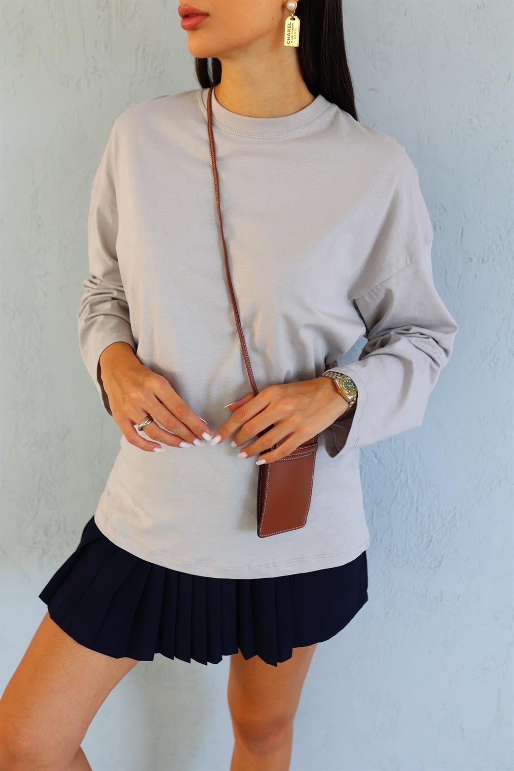 Mevsimlik Gri Basic Sweat