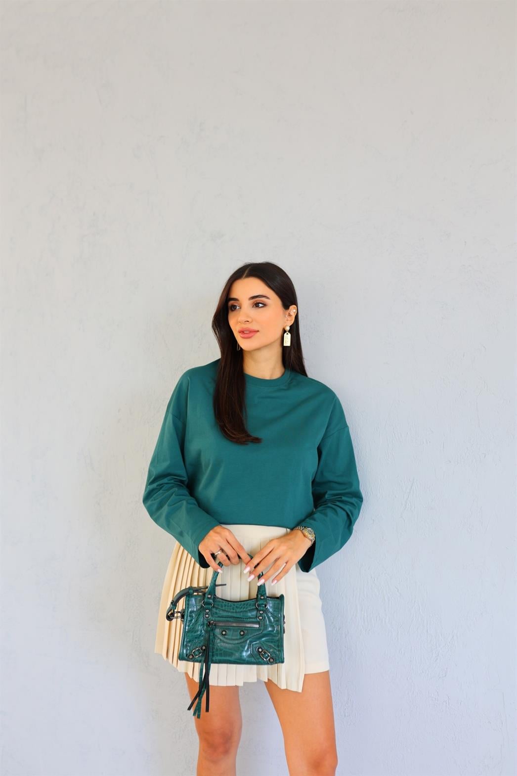 Mevsimlik Yeşil Basic Sweat